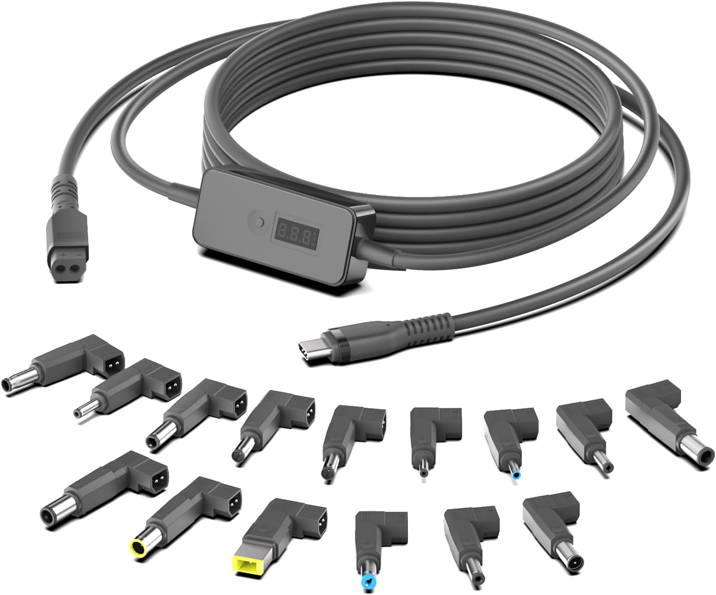 KFD USB C to DC Adapter Cable with Adjustable Voltage Output 5V 9V 12V 15V 20V 28V PD Fast Charging Cable Universal Charger 15PCS Connecors DC Cable for Laptop Chromebook Phone Speaker USB Hub 7Ft image number 3