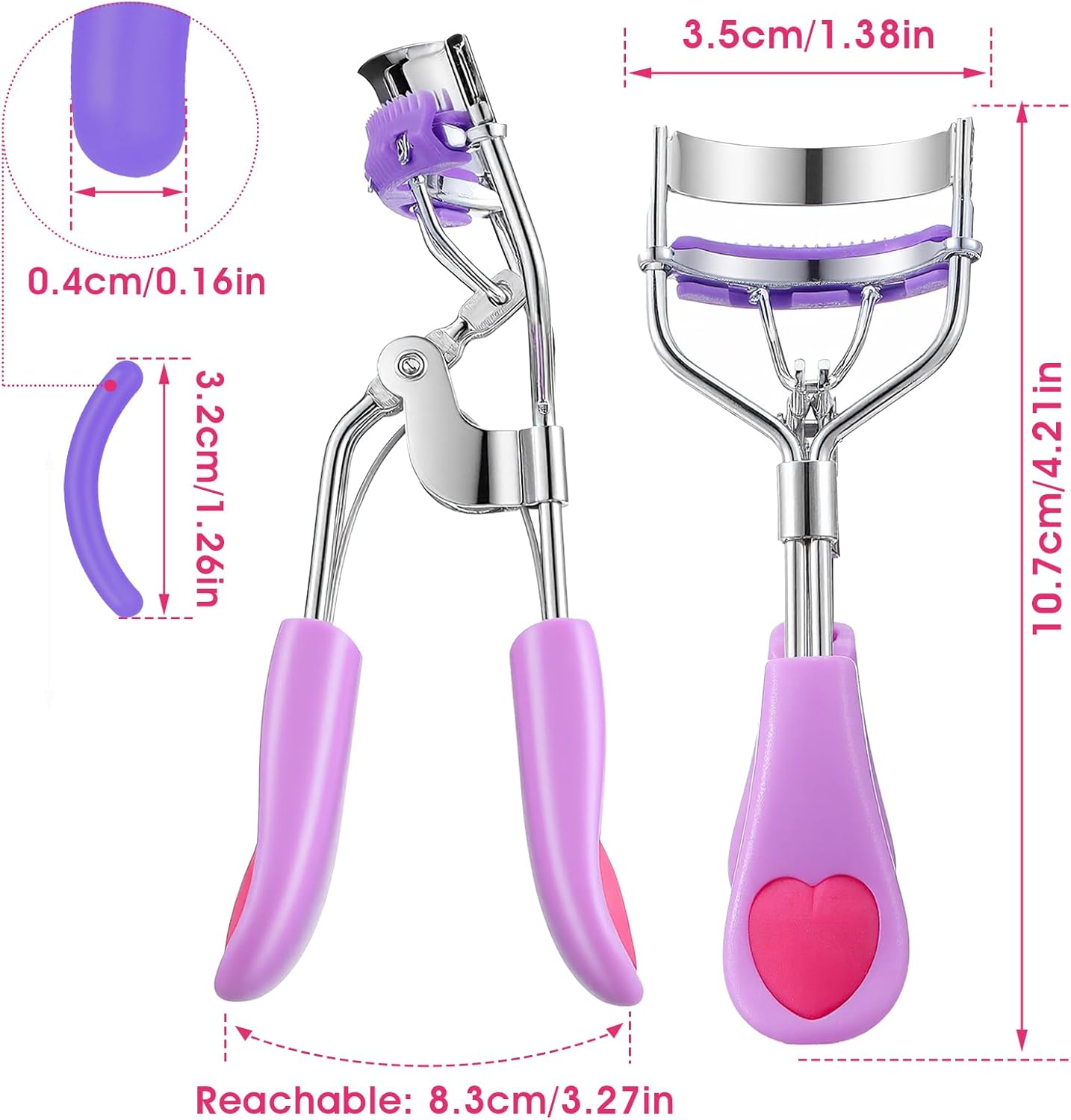 Sibba Professional Eyelash Curler for Women No Pinching or Pulling Durable Eyelash Curler Fits All Eye Shapes with 10 Pieces Silicone Refill Pads and Eyelash Brush (Rose Red) image number 4