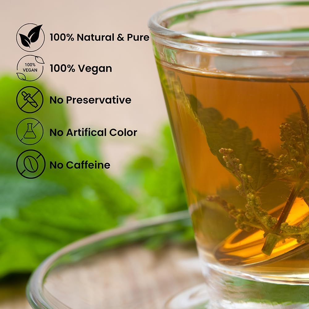 Nettle Leaf Tea 100 G | Loose Cut & Sifted for Fresh Herbal Infusions | Dried Urtica Dioica Leaf Cut for Herbal Tea by Hebhac Herbals image number 4