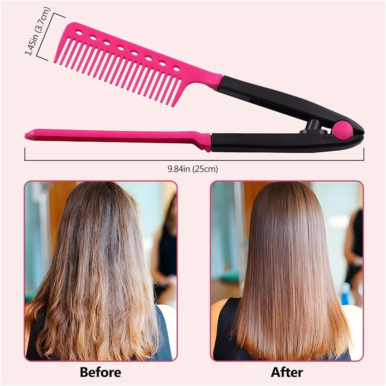 2 Pieces of Straightening Combs, Straightening Combs, Grip Firmly, Say Goodbye to Tangles, Comb Smoothly, Create Your Own Style.(Peach Red)