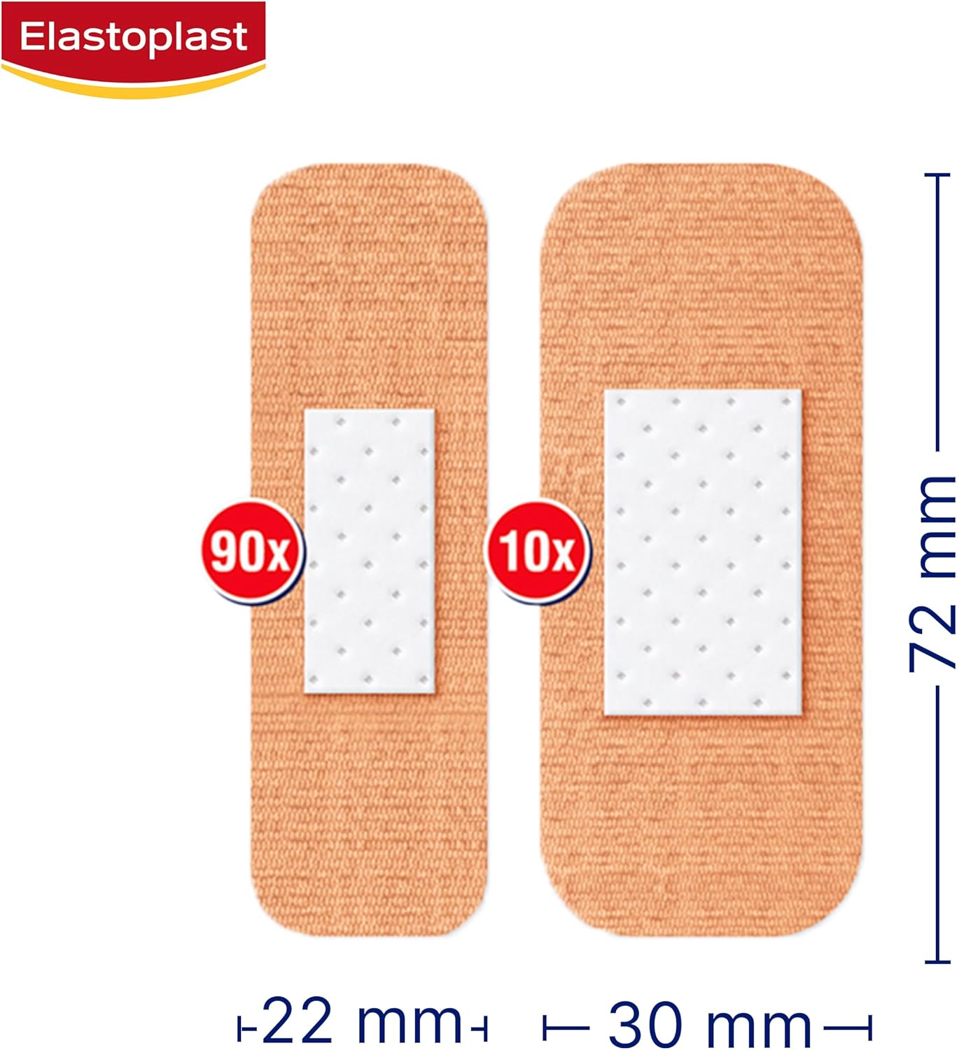 Elastoplast Flexible Fabric Plasters - Assorted Sizes (100 Pack) | Breathable & Water-Repellent Material | Protects Wounds from Dirt & Germs | Stretchy Adhesive Fabric Bandages | Ideal for Joints