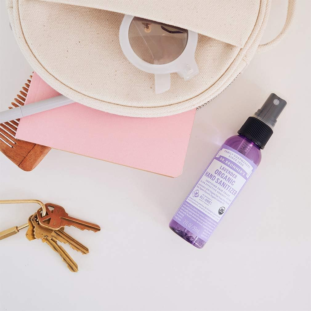 Dr. Bronner&rsquo;S - Organic Hand Sanitiser Spray (6-Pack) - Moisturising Travel Pack Sanitiser - Lavender & Peppermint - 6 X 59Ml image number 2