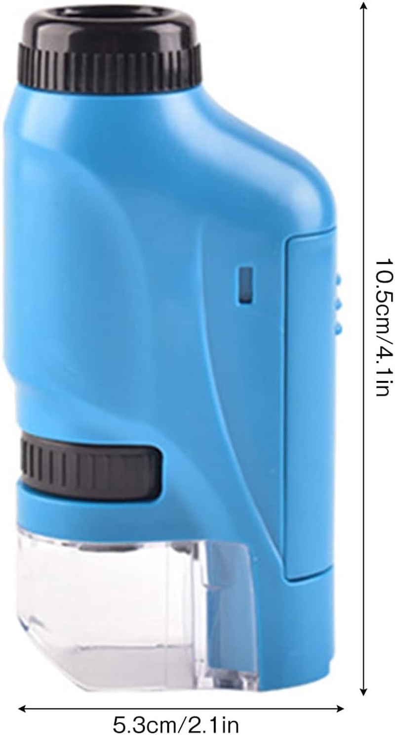 Pocket Microscope with 12Pcs Specimen, 60-120X Handheld Mini Microscope with LED Light, Electric Portable Mobile Microscope for Kids Students Microbiological Observation Learning (Blue) image number 6
