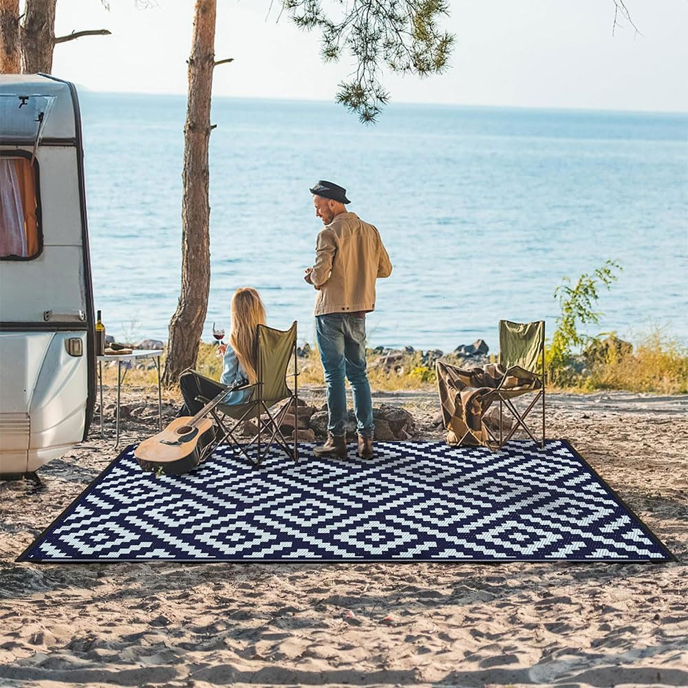 Reversible Outdoor Rug &ndash; Large Polyester Plastic Straw Patio Mat for RV, Camping, Porch, Deck, Balcony, Pool, Backyard, Picnic, Beach image number 3