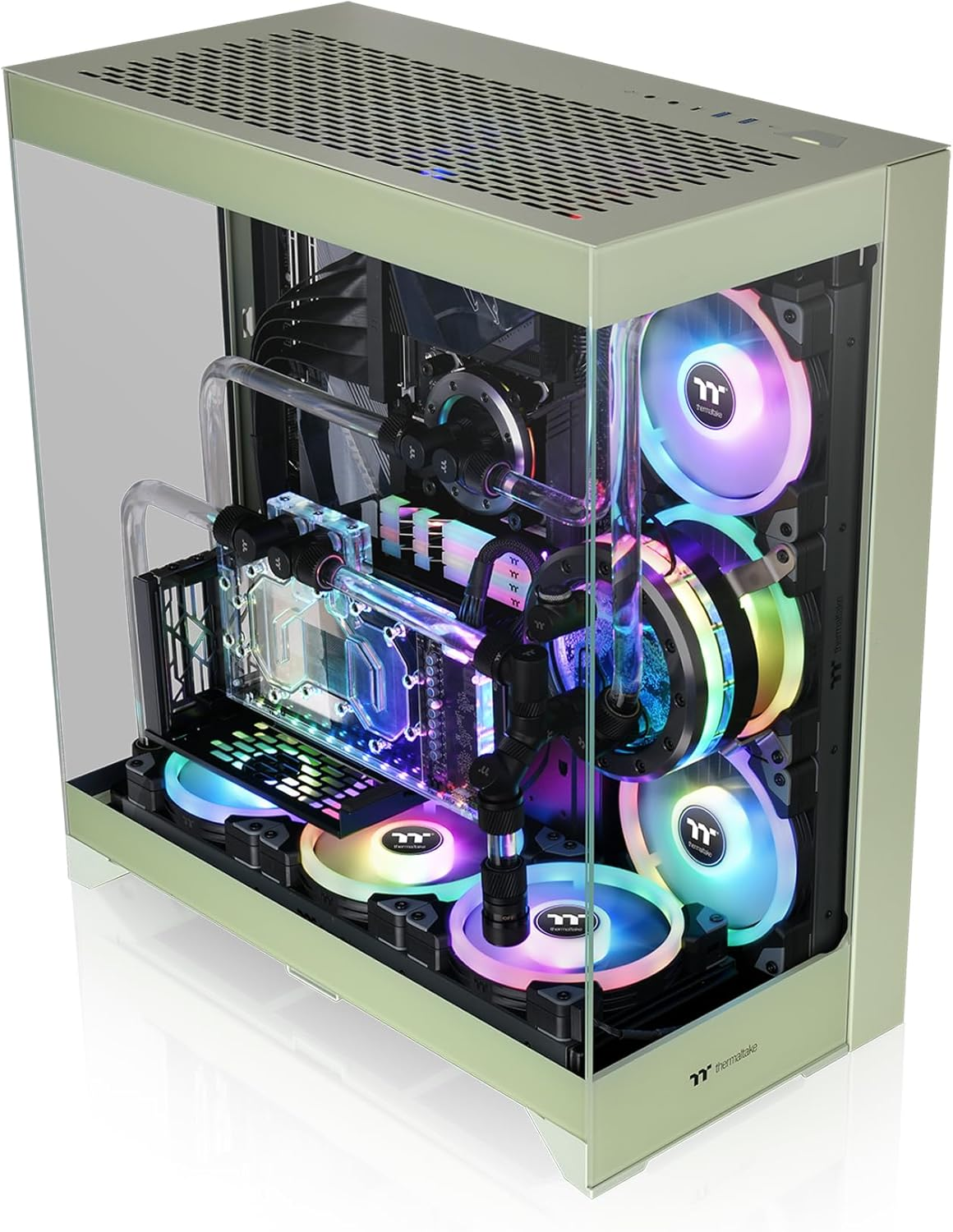 Thermaltake CTE E550 Tempered Glass Dual Chamber Mid Tower Case Matcha Green Edition (Supports Hidden Connector M/B), CA-1Z8-00MEWN-00 image number 2