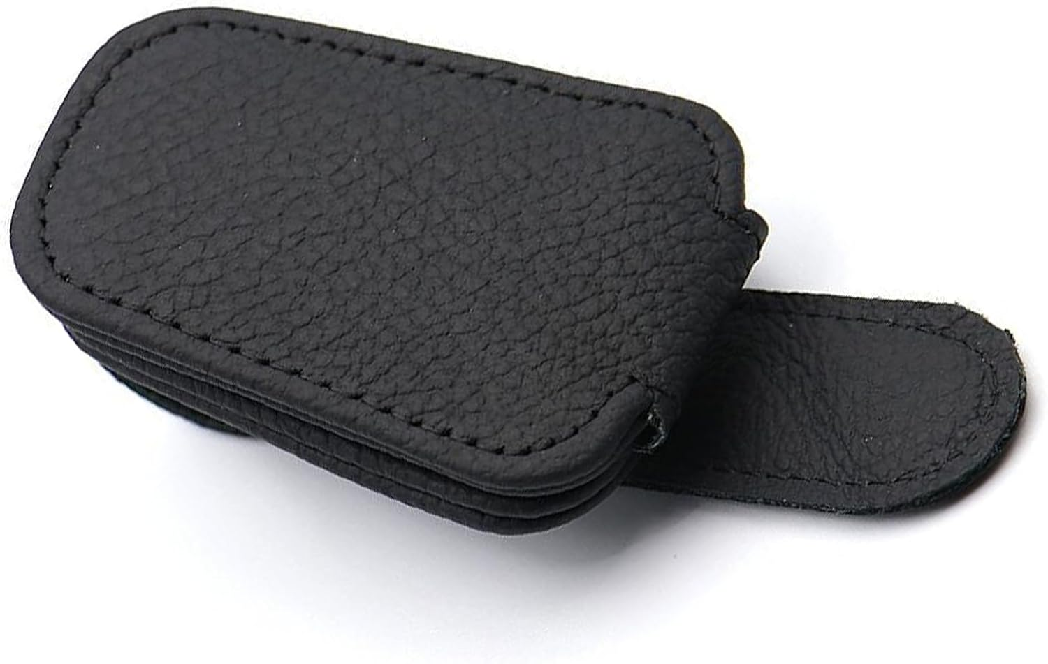 Magnetic Leather Car Sunglasses Holder, Eyeglass Hanger Clip for Sun Visor, with Ticket Card Clip, Car Visor Accessories(Black) image number 1