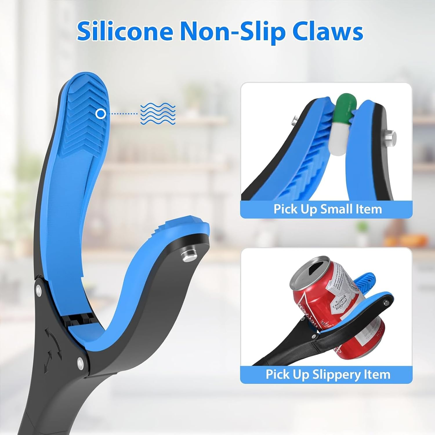 Reacher Grabber Tool，32" Foldable Trash Picker for Elderly Garb Reaching Tool ，Elderly Assist Arm Extension Too Foldable Reacher Grabber Pickup Tool with 360&deg; Rotating Jaw & Magnets(Blue) image number 5