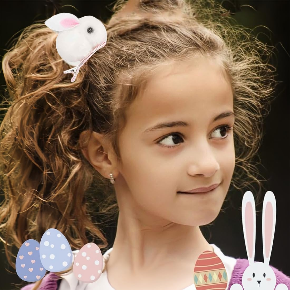 JEYORZY Pack of 4 Hair Clips Girls Cute Hair Clips for Girls Birthday, Hair Accessory for Children, the Easter Bunny image number 3