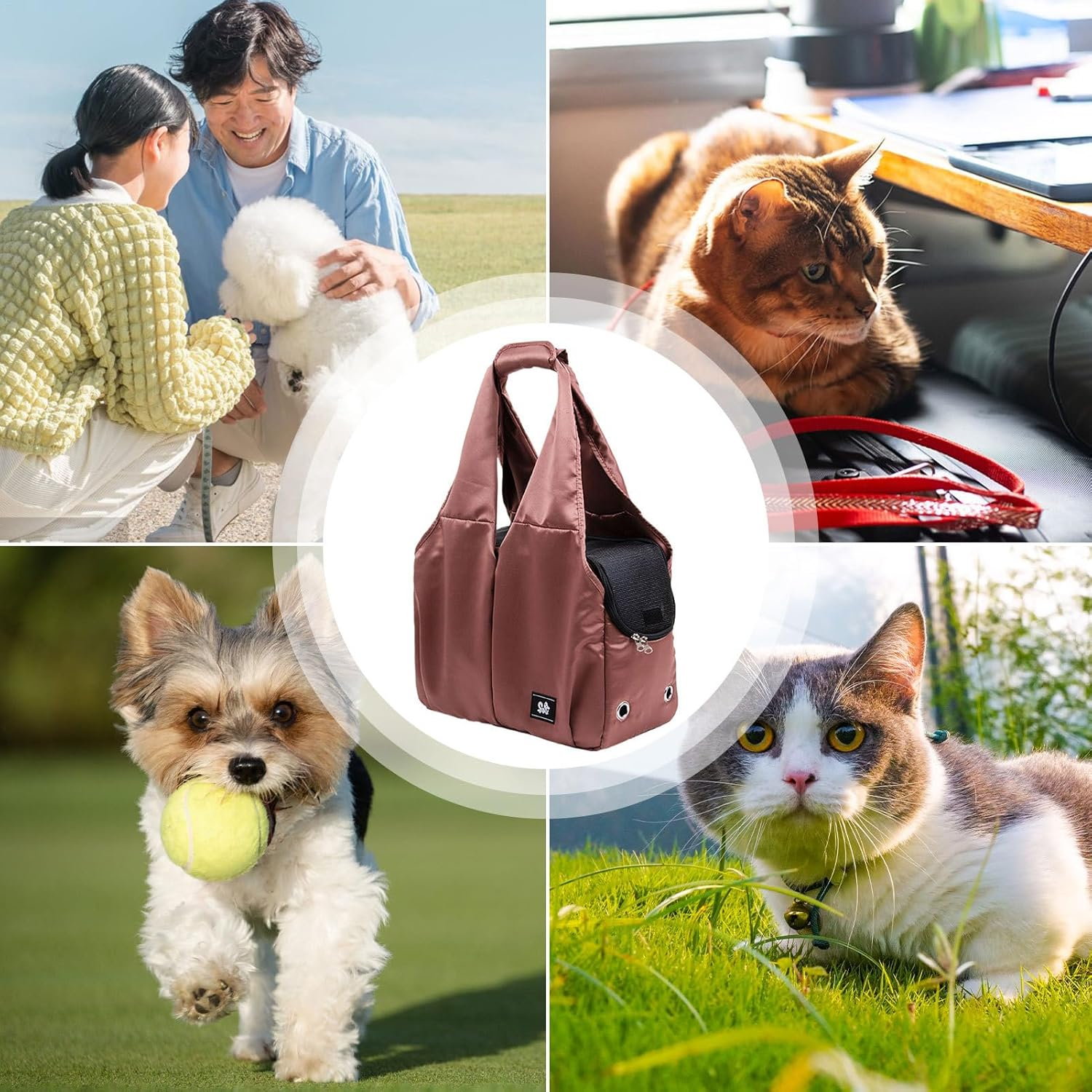 Dog Cat Sling Carriers - Large Capacity, Shoulder Bag | Sling Carrier Hold Small and Medium Sized Dog Cat, Soft Padding Fabric Purse for Outing Traveling and Comfortable Transport image number 4