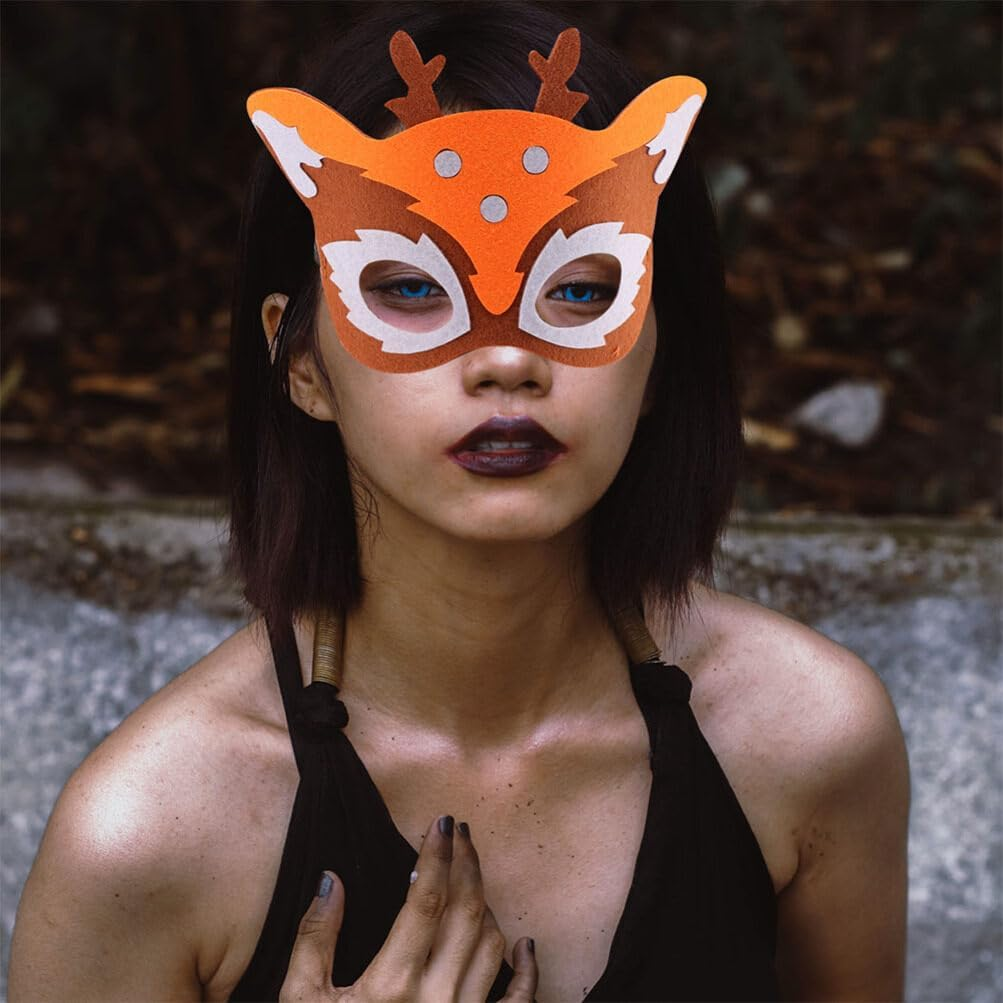 8 Pcs Cartoon Jungle Animal Felt Mask: Felt Animal Masks Wild Animal Jungle Mask for Pretend Play Party image number 6