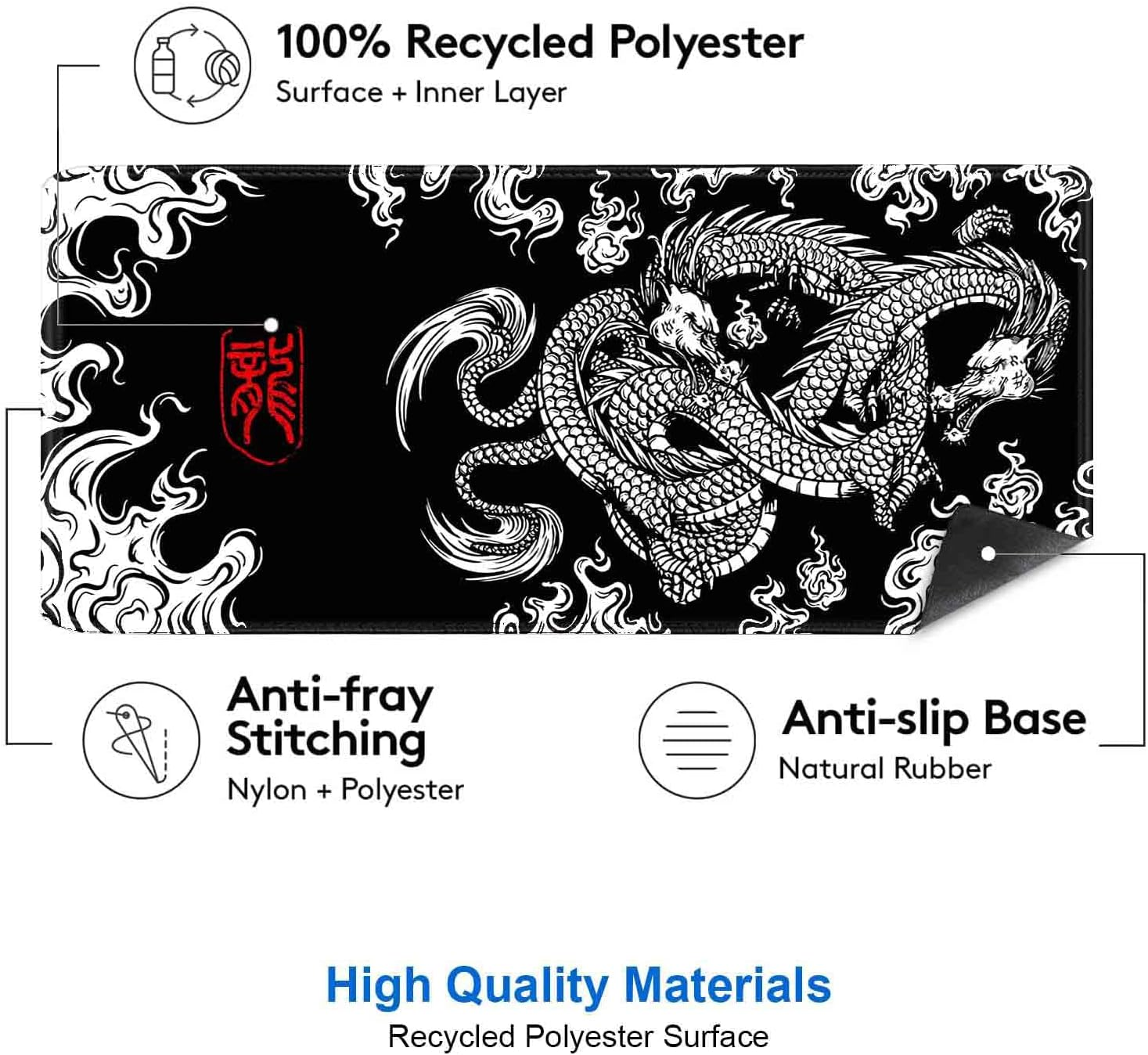 IMAYONDIA Large Mouse Pad XXL (90X40Cm), Non-Slip Gaming Mouse Pad, Extended Rubber Base Long Computer Mouse Pad Desk Keyboard Mat (Dragon XXL-90X40CM) image number 3