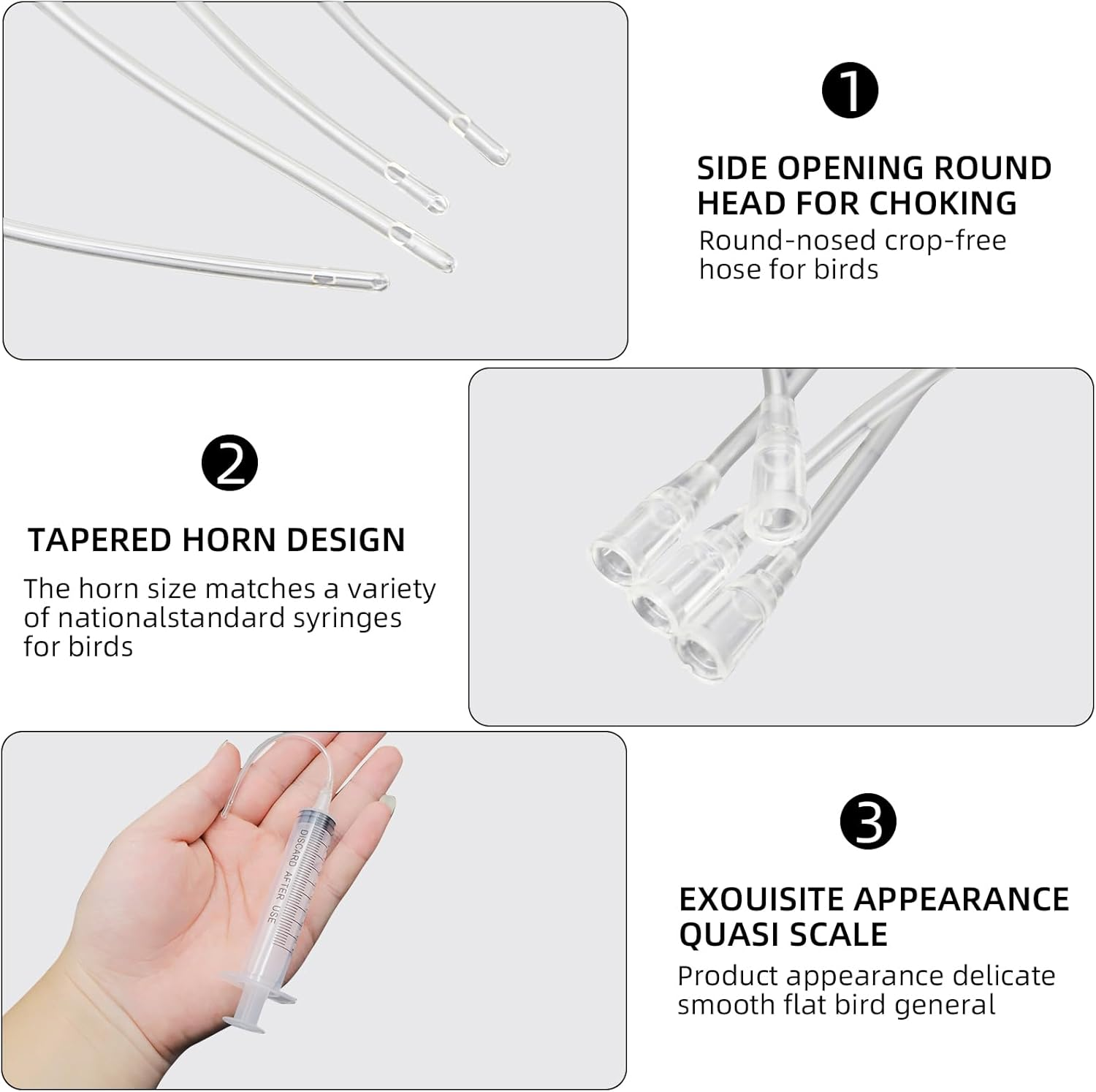 Syringe with Hose, Young Birds Feeder Set, Syringe 10 Ml with 10 Pieces Hose, Pigeon Accessories, Baby Birds Parrot Supply Syringes, Hand Feeding Tool, for Feeding Milkbirds Parrots Small image number 1