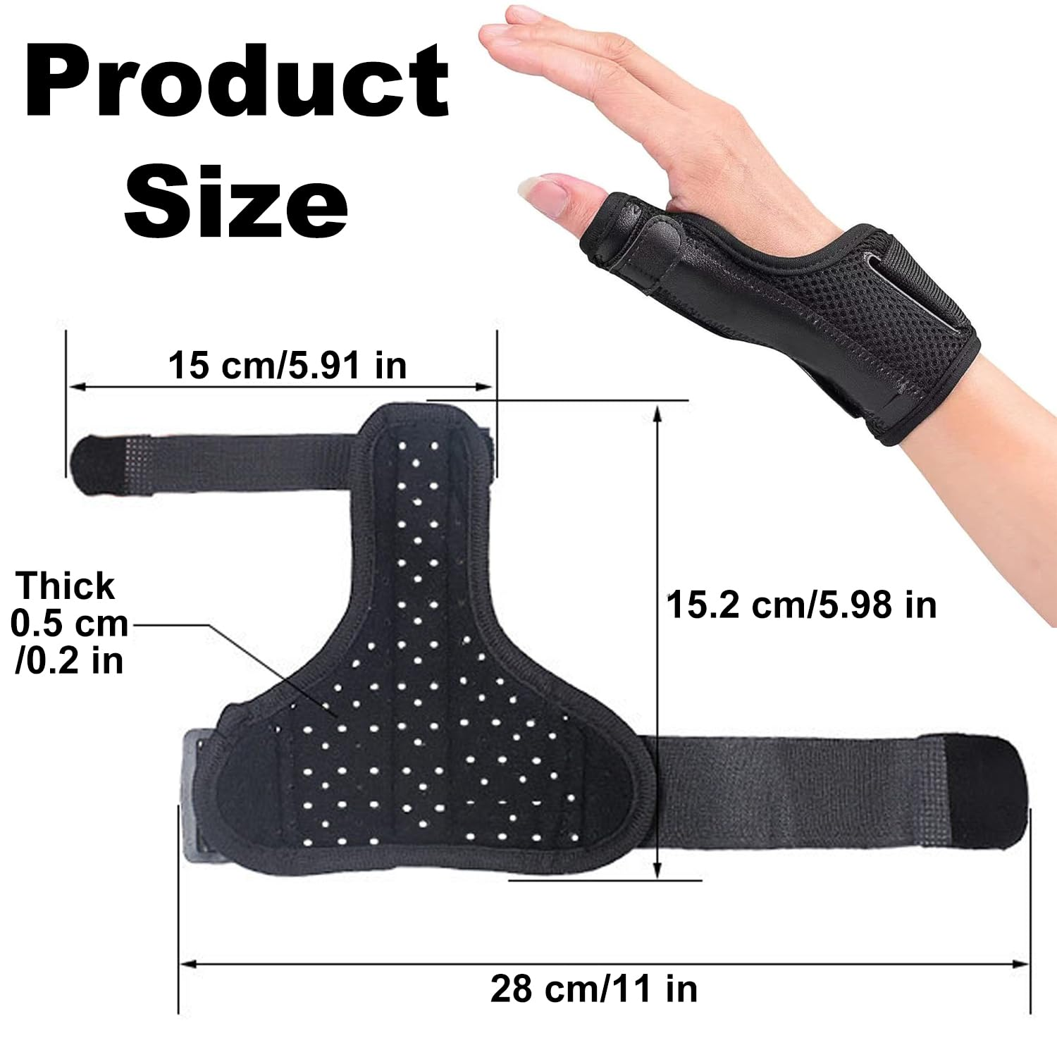 Thumb Splint Brace with 2 Lined Supports, Thumb & Wrist Stabilizer Splint for Trigger Thumb, Pain Relief, Arthritis, Tendonitis, Sprains, Carpal Tunnel - Reversible Left or Right Hand image number 5
