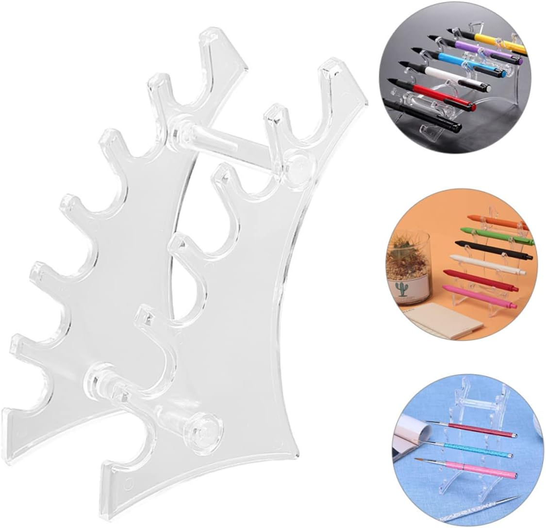 PLAFOPE 2Pcs Plastic Eyebrow Pen Stand Nail Art Pen Display Rack Pen Storage Holder Office Accessories Space-Saving Design image number 2
