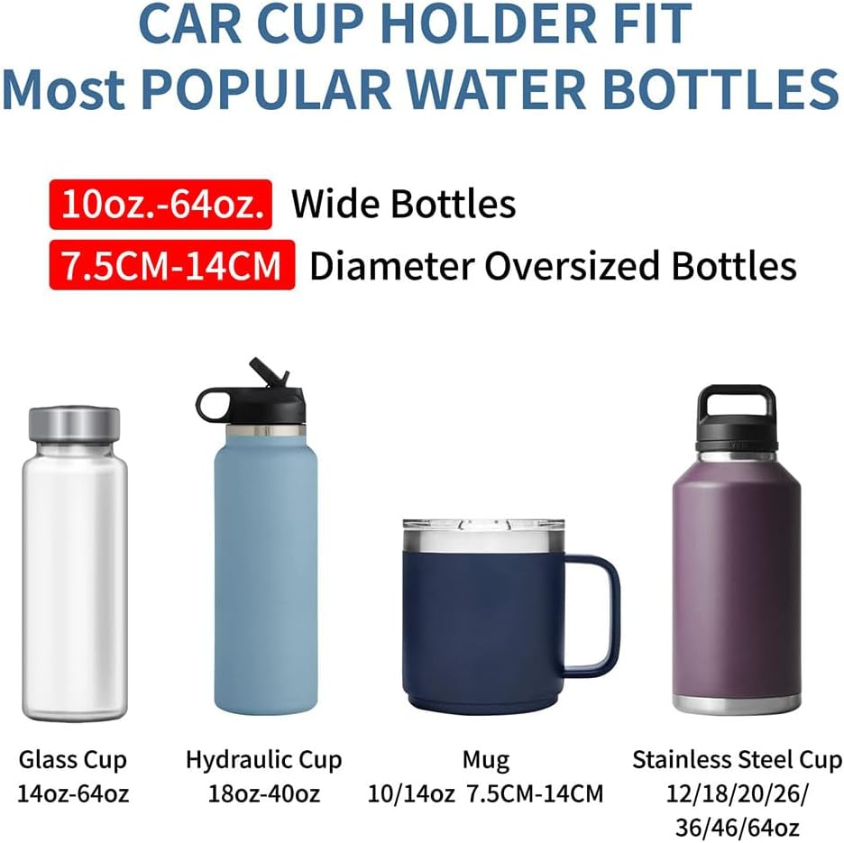 Car Cup Holder, 1 Pcs Car Cup Holder Coaster, Car Cup Holder Expander Organiser Adjustable Base Water Cup Car Accessories for Bottle Drink Holder, Hold Most Bottles and Large Cups