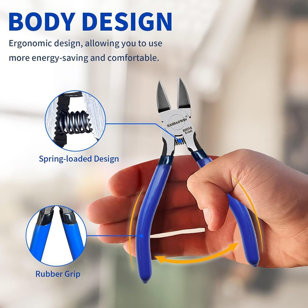 2 Pack Wire Cutters Set, 6" and 5" Ultra Sharp Flush Cutters, Sharp Diagonal Cutters for Crafts, Jewelry Making, Electronics(Blue) image number 2