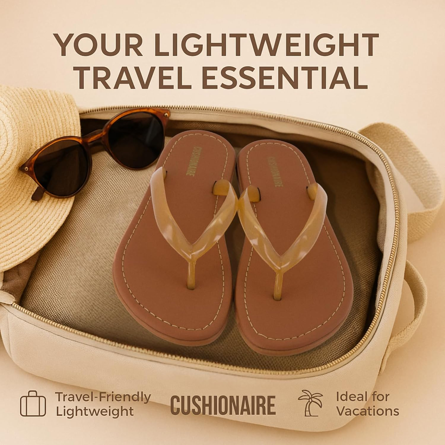 CUSHIONAIRE Surf Flip Flop Sandals for Women with Flexible Sole and Soft Jelly Strap, Lightweight Casual Slides image number 6