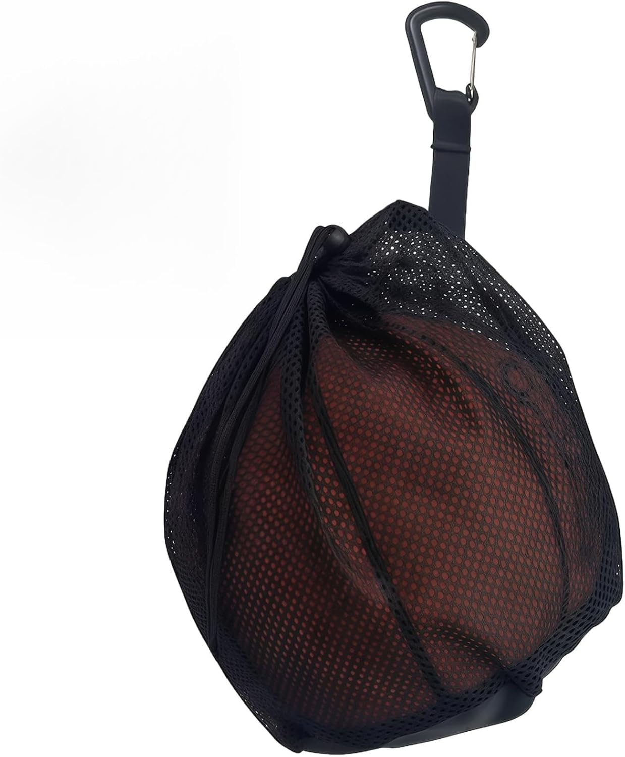 Teccfly Sports Ball Mesh Bag with Zipper Pocket, Durable Drawstring Backpack for Basketball Football Volleyball Soccer, Portable Ball Bag for Training Games Gym, Lightweight Basketball Backpack(Black) image number 4