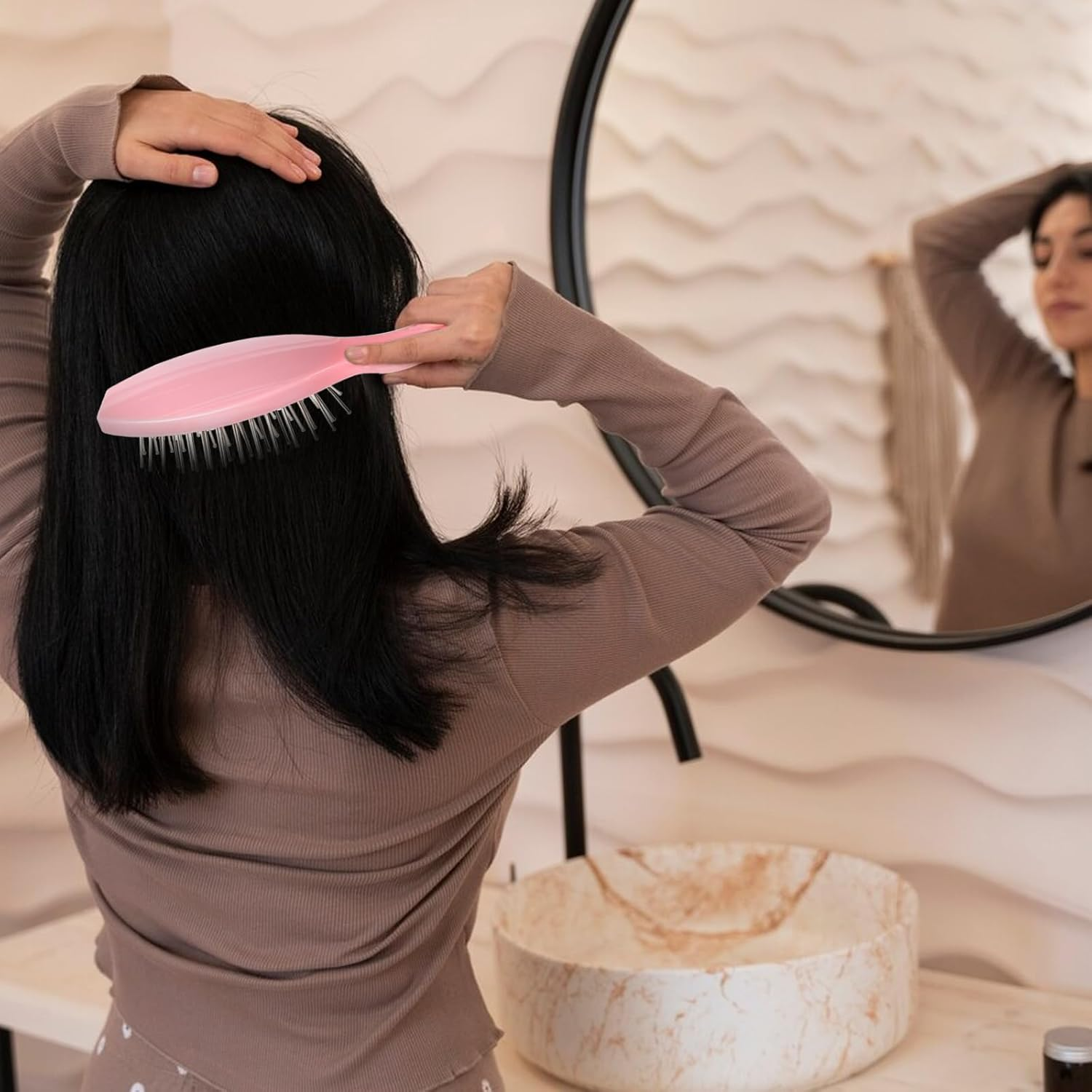 Hair Extension Brushes, 2 Pieces Wig Brush for Synthetic Wigs Portable Synthetic Hair Brush Metal Wire Wet Hair Comb Professional Stainless Steel Teeth Wig Brush for Women Girls Human Hair, Pink image number 2