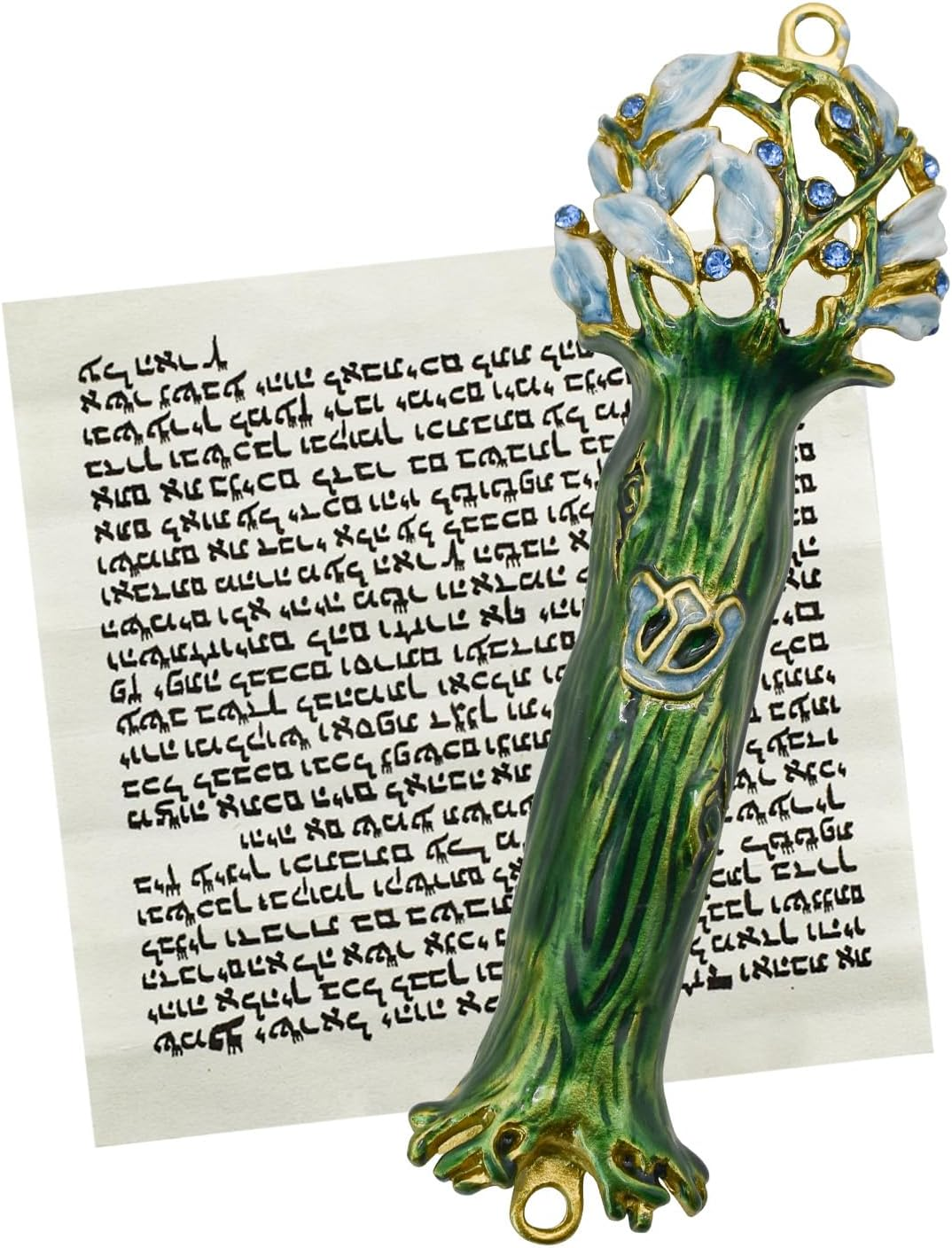 Mrmrkura Mezuzah with Scroll for Door, Enamel&Zinc Alloy Blessing Mezuzah Case, Colored Painted Mezuzha Scroll Kosher for Jewish Gifts/Jewish Decor, Christmas (Red and Gold)