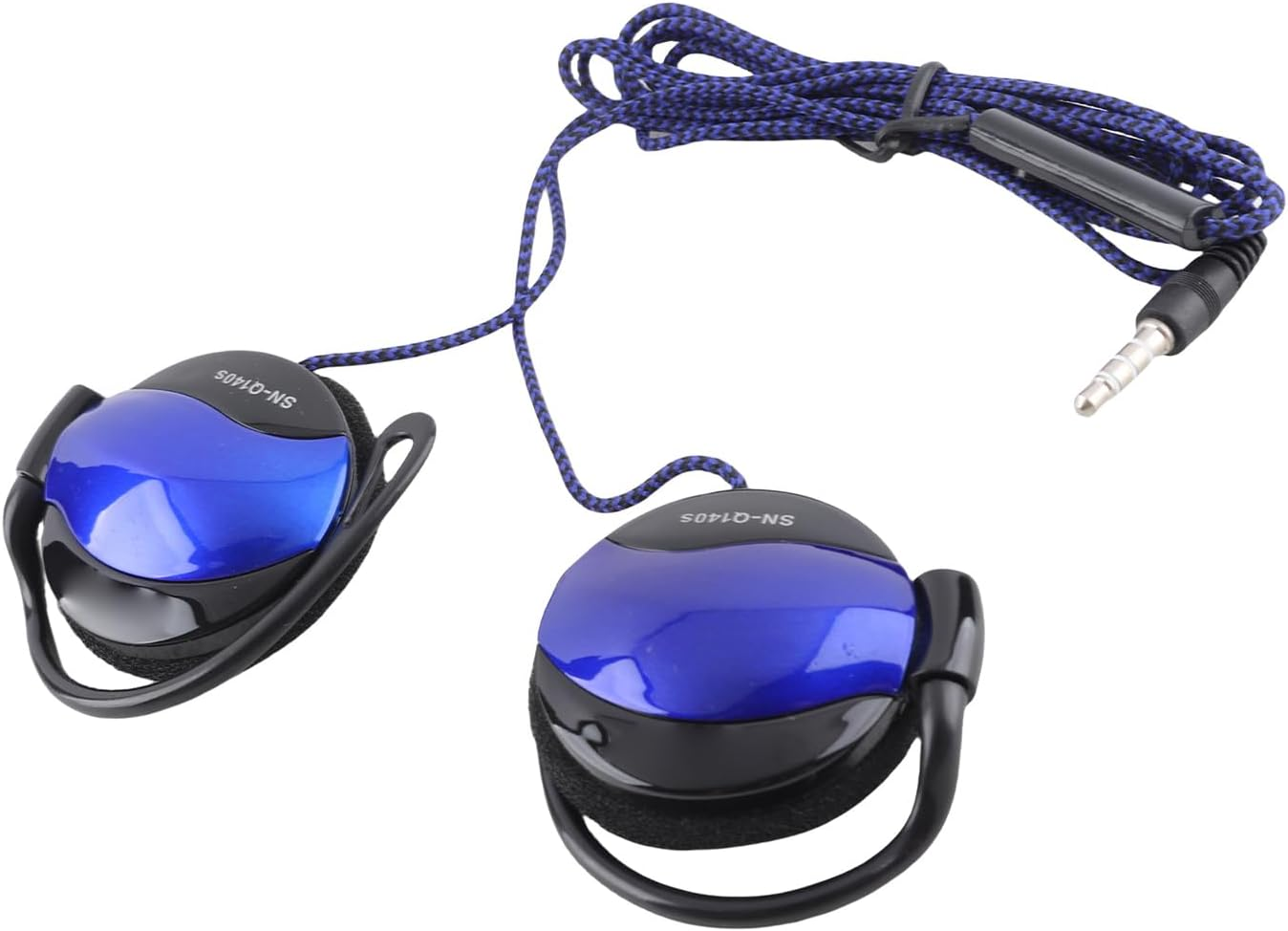 VELATEMOR Sports Ear Hook Headphones with 3.5Mm Line Control Cable, Super Soft Sponge Gaming Headphone, Long Cable Suitable for Bus Travel Use (Blue) image number 2