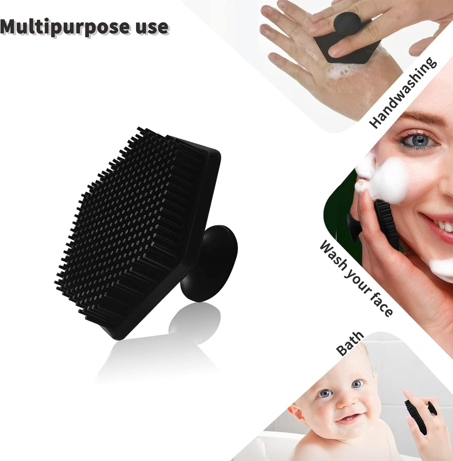 Face Scrubber,Silicone Shower Brush Handheld Cleansing Skin Brush,Gentle Exfoliator Pad and Massager, Removes Dead and Dry Skin image number 4