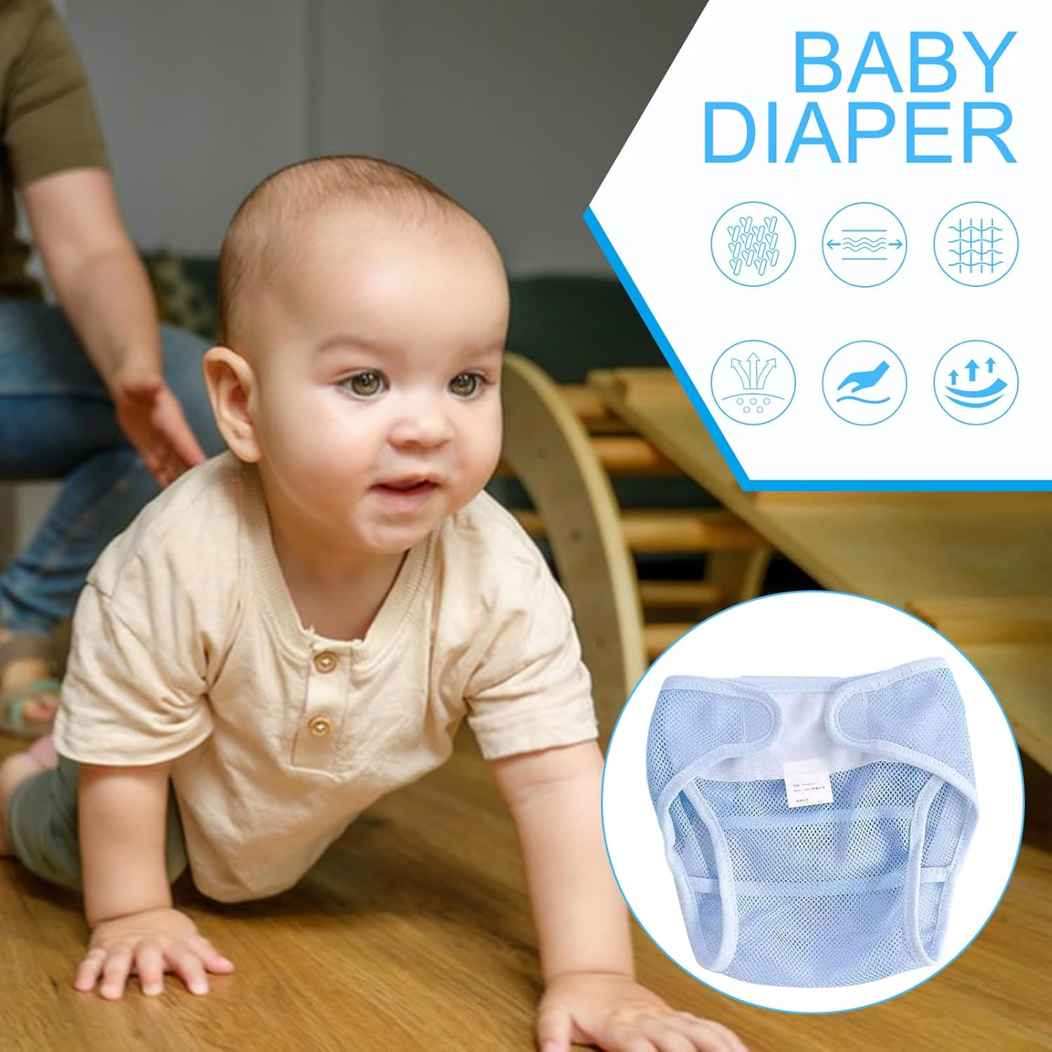 Reusable Cloth Diapers | Skin Friendly Covers | Breathable Mesh Pants for Sensitive Skin Boys Overnight Travel Daycare, Leak Protection image number 6