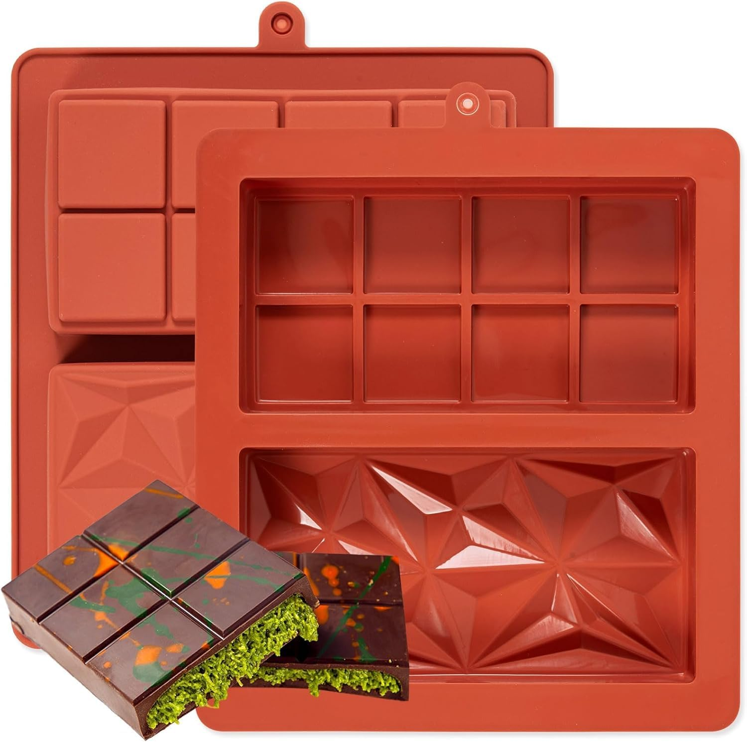 Silicone Deep Chocolate Molds, 2Pcs Silicone Big Chocolate Bar Moulds Deep Chocolate Mould Deep Chocolate Bar Mould Candy Moulds,Deep Chocolate Molds Chocolate Candy Bar Molds Chocolate Bar Moulds image number 1