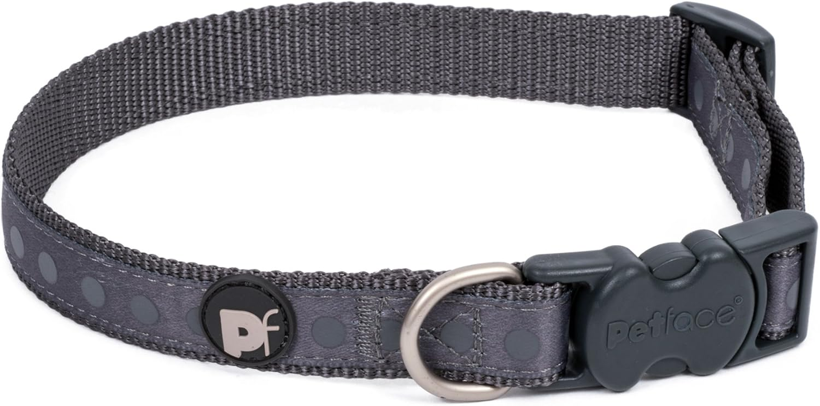 Petface Steel Tonal Dots Print Dog Collar, X-Small, Grey