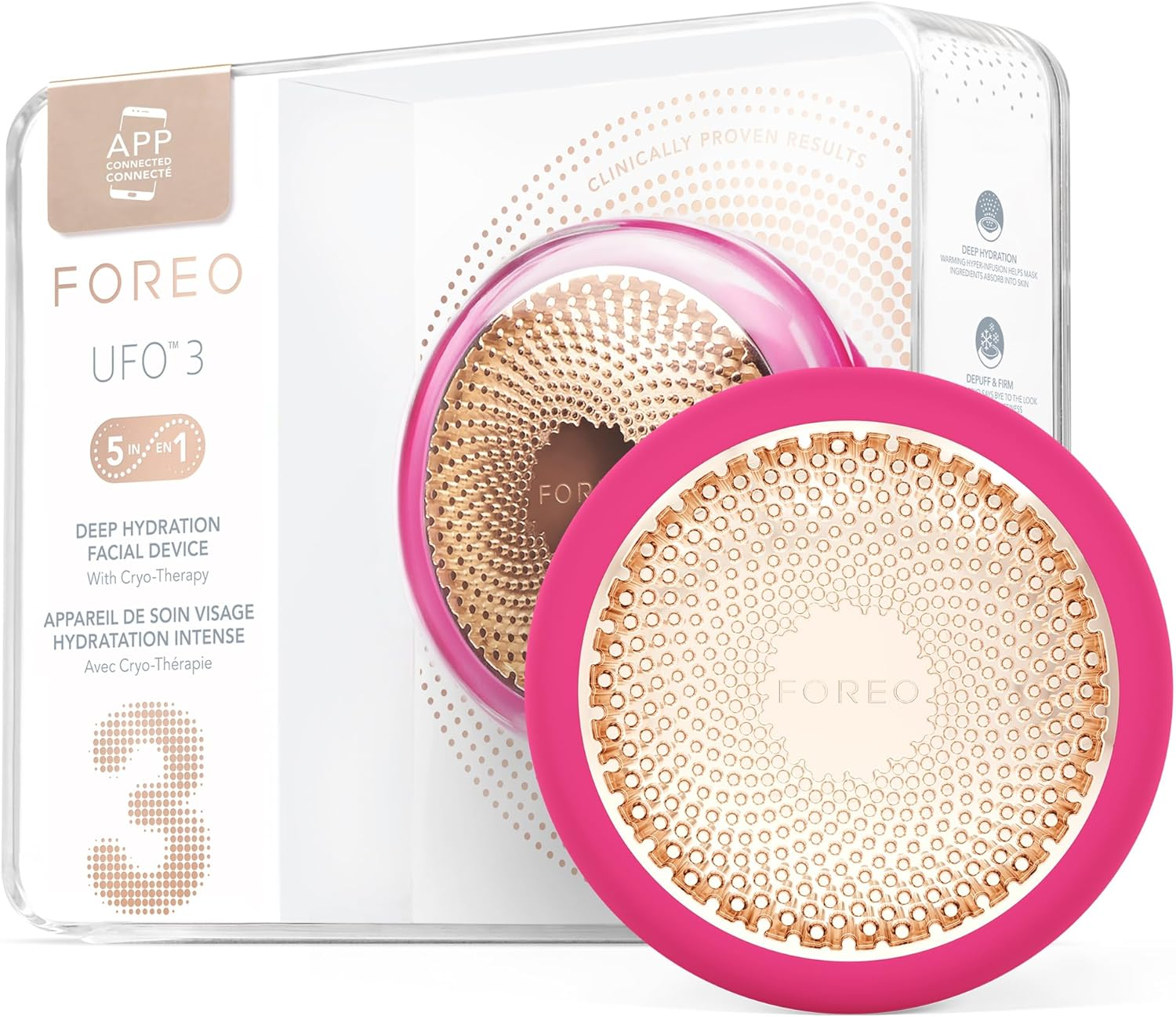 FOREO Hyper Hydra UFO 3 Bundle - Face Moisturiser Device + 14 UFO Activated Masks + Hydrating Night Mask, 15 Ml - Red Light Therapy, Thermo & Cryo Therapy, T-Sonic Massage - anti Aging Skin Care