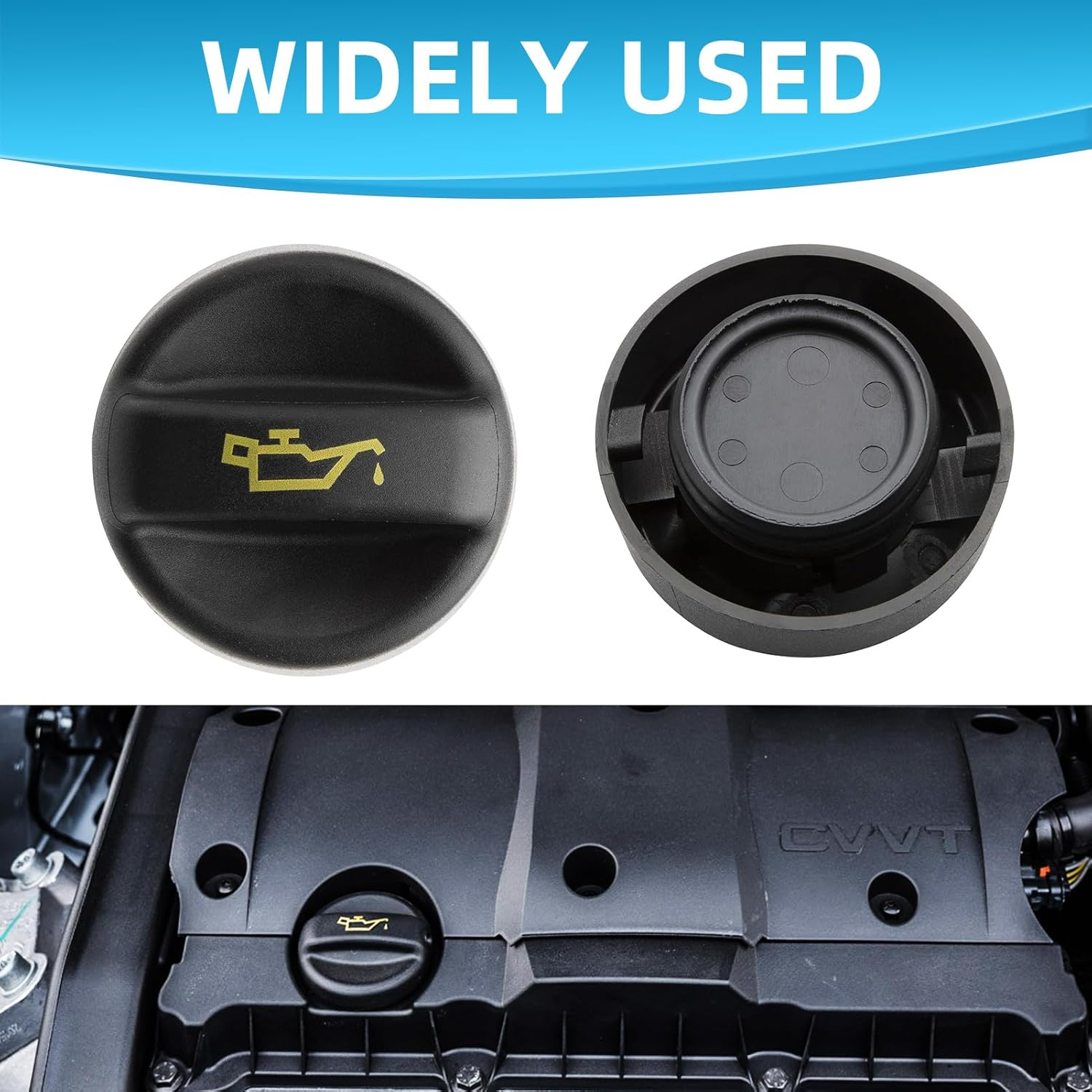 Engine Oil Filler Cap 9670015080, Fuel Tank Filler Cap Well Sealed Oil Cap Replacement Compatible with Ford 107 206 207 208 2008 307 308 Vivaro C B-Max Peugeot Citroen DS 207 208 301 308 508 C5 DS3 image number 3