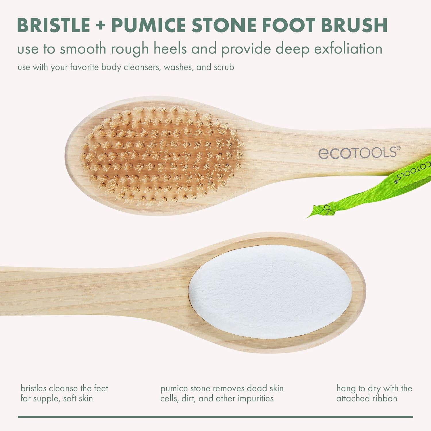 Ecotools Foot Brush + Pumice, Foot Scrubber Brush for Cleansing & Dead Skin Removal, Reveal Smooth, Soft Feet, Foot Brush for Shower & Bath, Eco-Friendly, Cruelty-Free Bristles, 4 Count image number 2