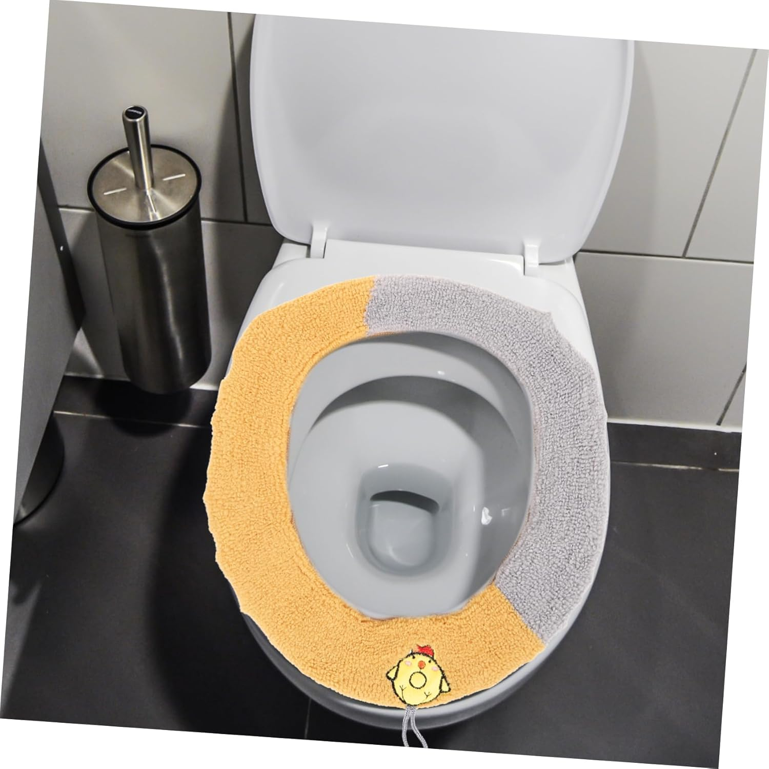 Yardenfun Toilet Seat Cushion Pad Breathable Washable Cover for Comfort and Warmth Fits Standard Toilets for Cold Weather Use Stylish Grey Design image number 1