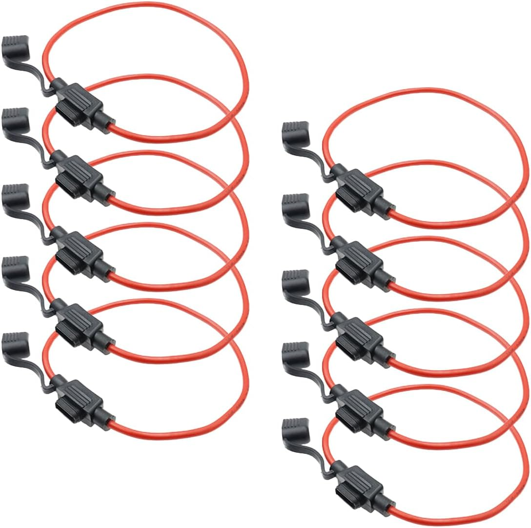 10 Pack Waterproof Inline Fuse Holder 12V 30A for Standard Car Fuse, 12Gauge AWG Wire, Fit for ATO ATC Medium Blade Fuse image number 3