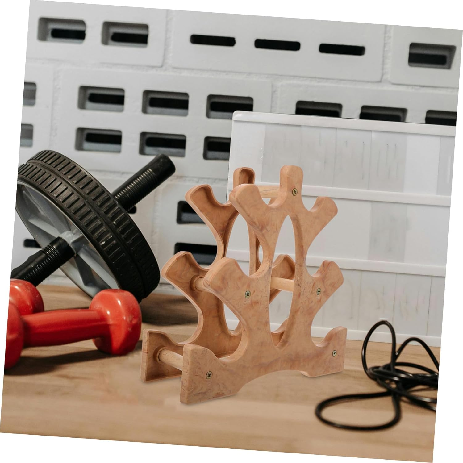 HONITANO Dumbbell Rack Stand Wall-Mount Weight Holder Bracket for Home Storage for Various Dumbbell Easy Assembly and Portable Fitness Equipment Organizer in Khaki