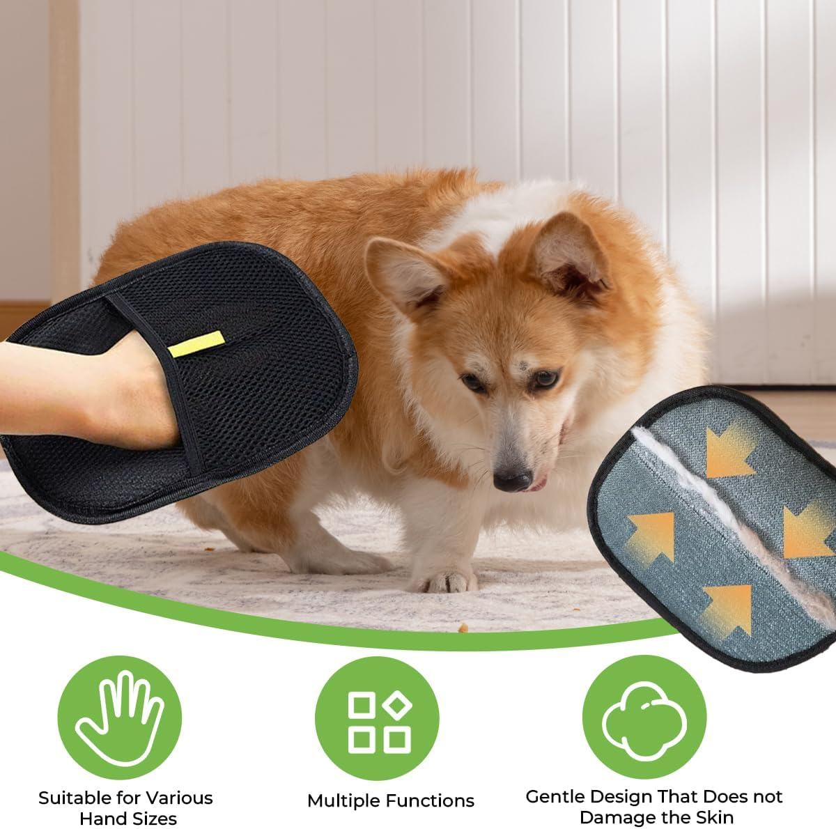 Pack of 2 Magnetic Gloves & Self-Cleaning Fur Flash Brush Cat Hair Remover Glove with Stainless Steel Comb for Removal, Fur Magnetic Gloves for Long and Short Hair Cats and Dogs image number 4