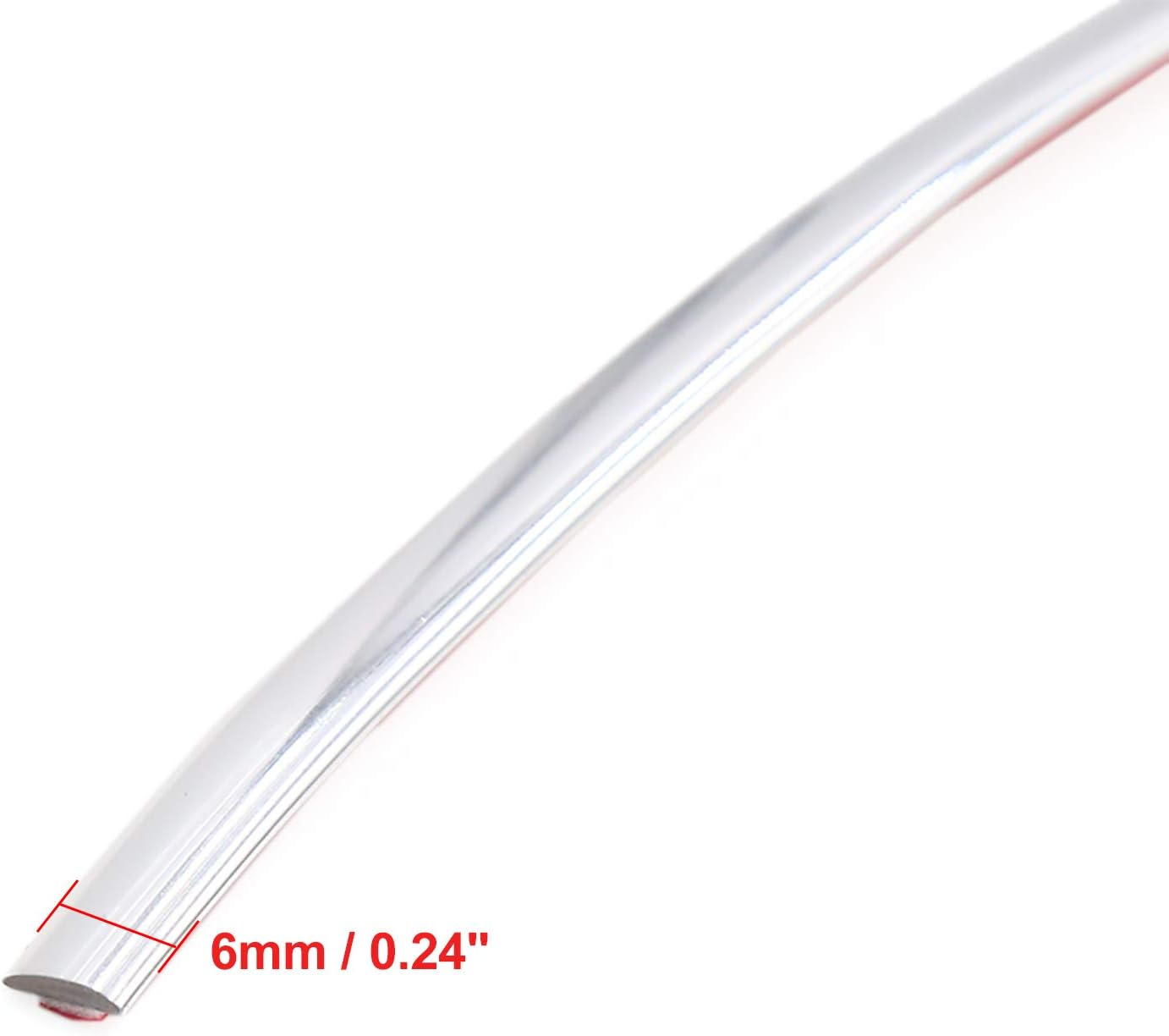 Uxcell 12.5M X 6Mm Chrome Trim Strip Car Door Edge Decoration Guard Protector image number 2