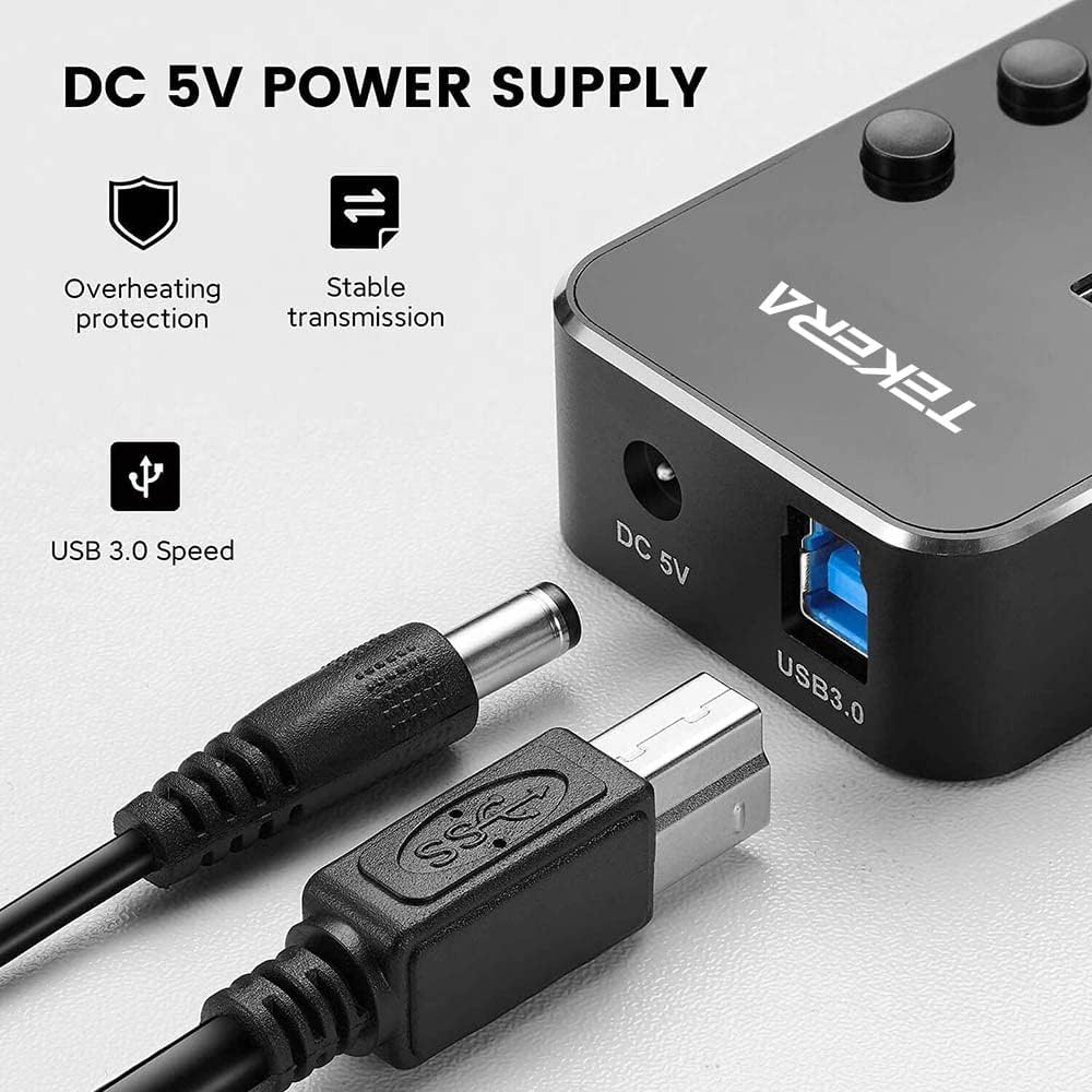 USB 3.0 Hub, TEKERA 7 Port Powered USB Hub Expander Aluminum USB 3.0 Data Port Hub with Universal 5V AC Adapter and Individual On/Off Switches USB Splitter for Laptop and PC image number 2