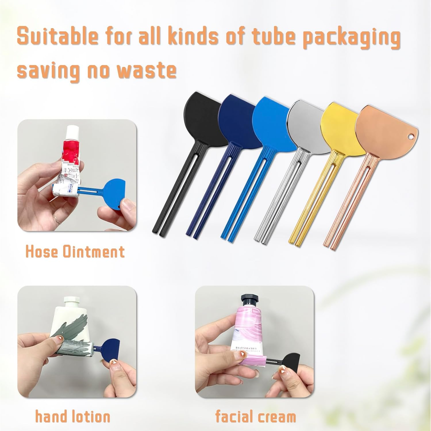 6 PCS Toothpaste Tube Squeezer Tube Wringer Metal Tube Key Toothpaste Roller Squeezer Tool Tube Squeezer Key for Toothpaste Pigment Cosmetic Oil Cream Paint Squeezer (Multicolor) image number 6