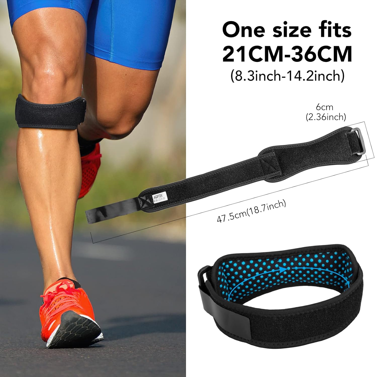 AGPTEK Patella Tendon Knee Strap 2 Pack, Patella Knee Support Brace Knee Pain Relief Band for Hiking, Basketball, Soccer, Running, Jumpers Knee, Tennis, Tendonitis, Joint Pain, Volleyball & Squats image number 3