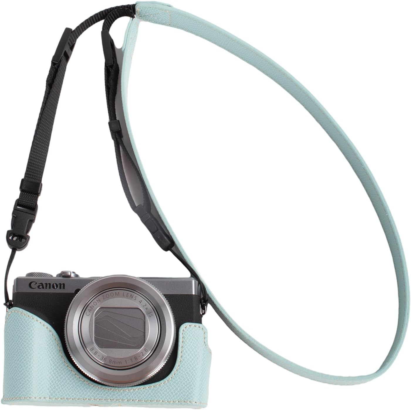 VOVMOEYA Protective Camera Case for Canon Powershot G7X Mark III/G7X Mark II Half Case with Adjustable Shoulder Strap PU G7X Mark Iii Accessories Lightweight-Black