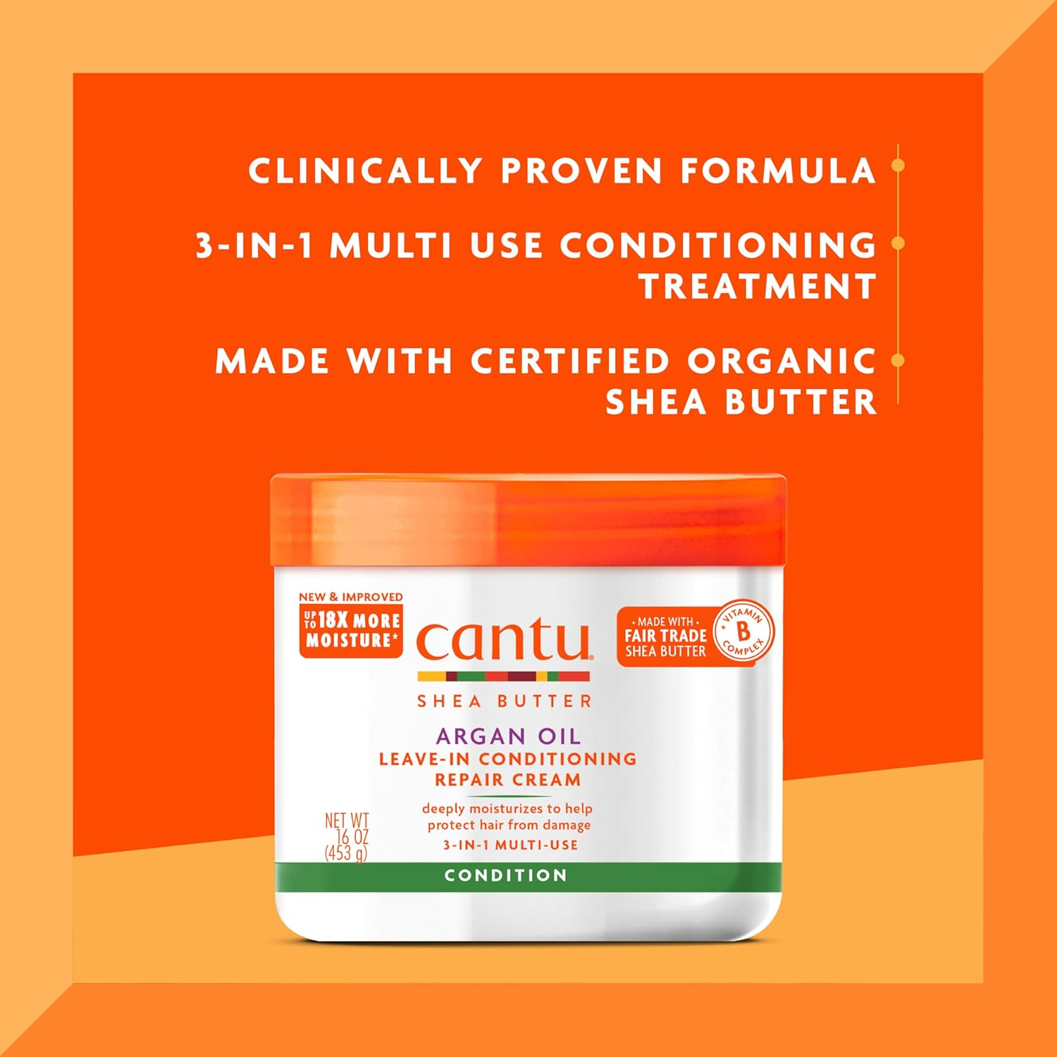 Cantu Argan Oil Leave in Conditioning Repair Cream, 16 Ounce image number 1