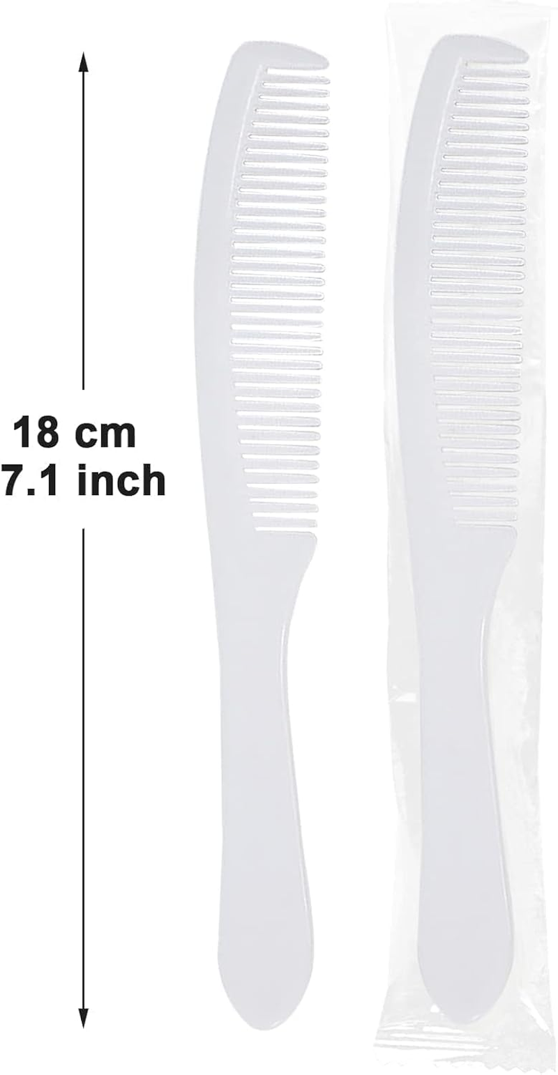 White Combs with Individually Wrapped, 7.1 Inch Disposable Combs in Bulk, Hygiene Hair Combs for Hotel, Salon and Homeless (50 Pack) image number 1