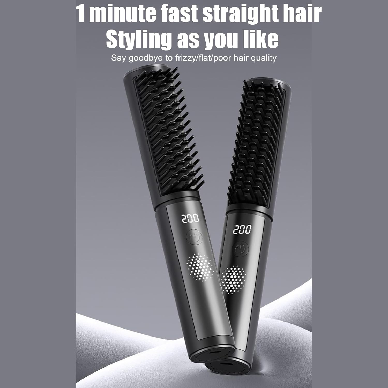 Mihauuke Hair Straightener Comb | Heated Straightening Comb | 4 Temp Settings Anti-Scald Fast Heating Styling Tools for Smooth Shiny Hair Less Frizz Home Travel Girls Women Professional Salon