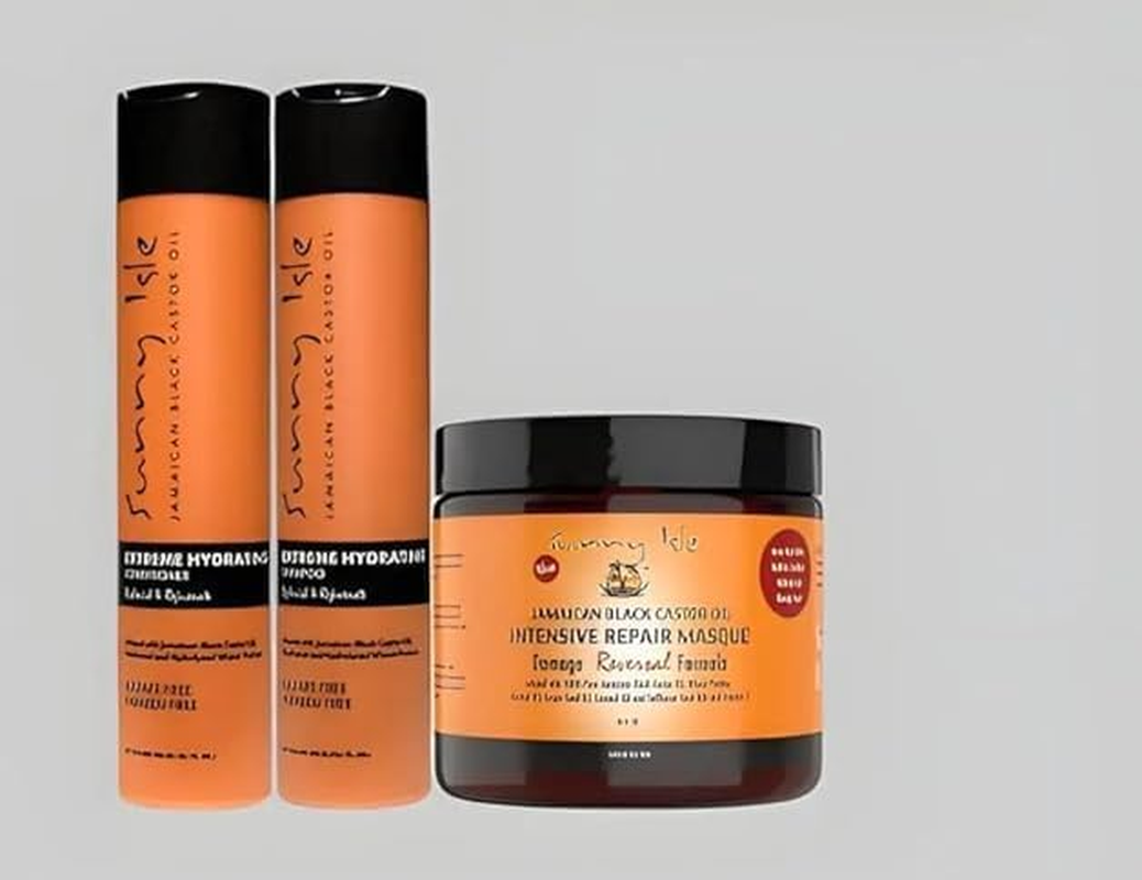 Jamaican Black Castor Oil Sunny Isle Hair Care Set, Shampoo, Conditioner and Repair Masque, Value Pack