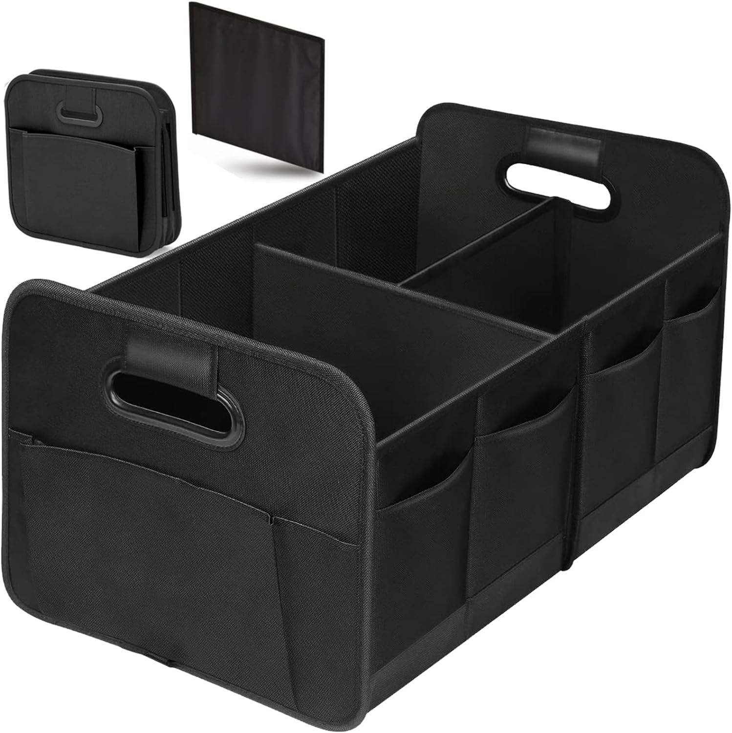 Car Trunk Organizer, Vehicle Boot Storage Bag, Super Capacity Seatback Collapsible Adjustable Compartment Reinforced Handles Trunk Tidy Cargo Organiser 600D for Sedan SUV RV ORV image number 2