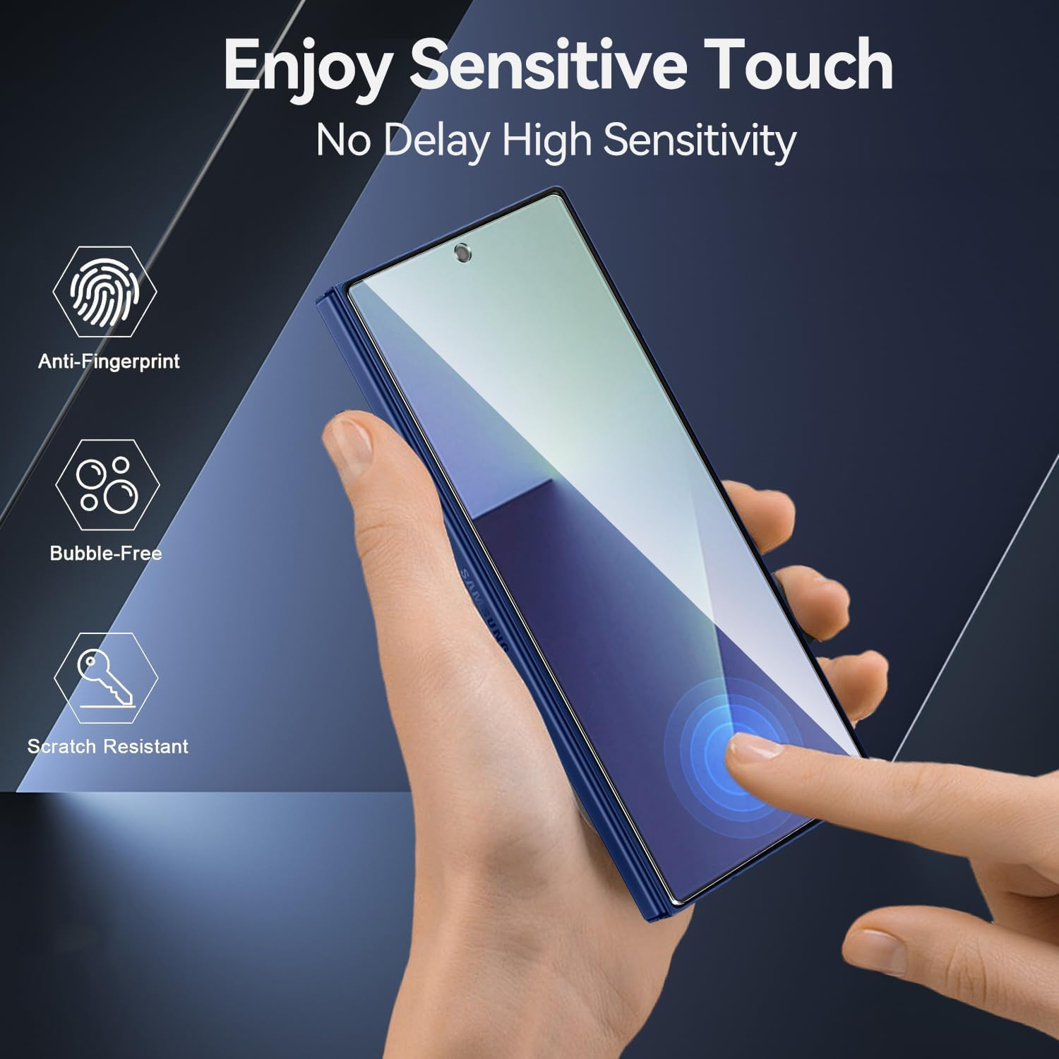 [2+2 Pack] T Tersely 9H Tempered Glass Screen Protector for Samsung Galaxy Fold 7 5G (2025), anti Scratch, Full Cover, Easy Install, 2 Pack Screen Protector and 2 Pack Camera Lens Protector image number 3
