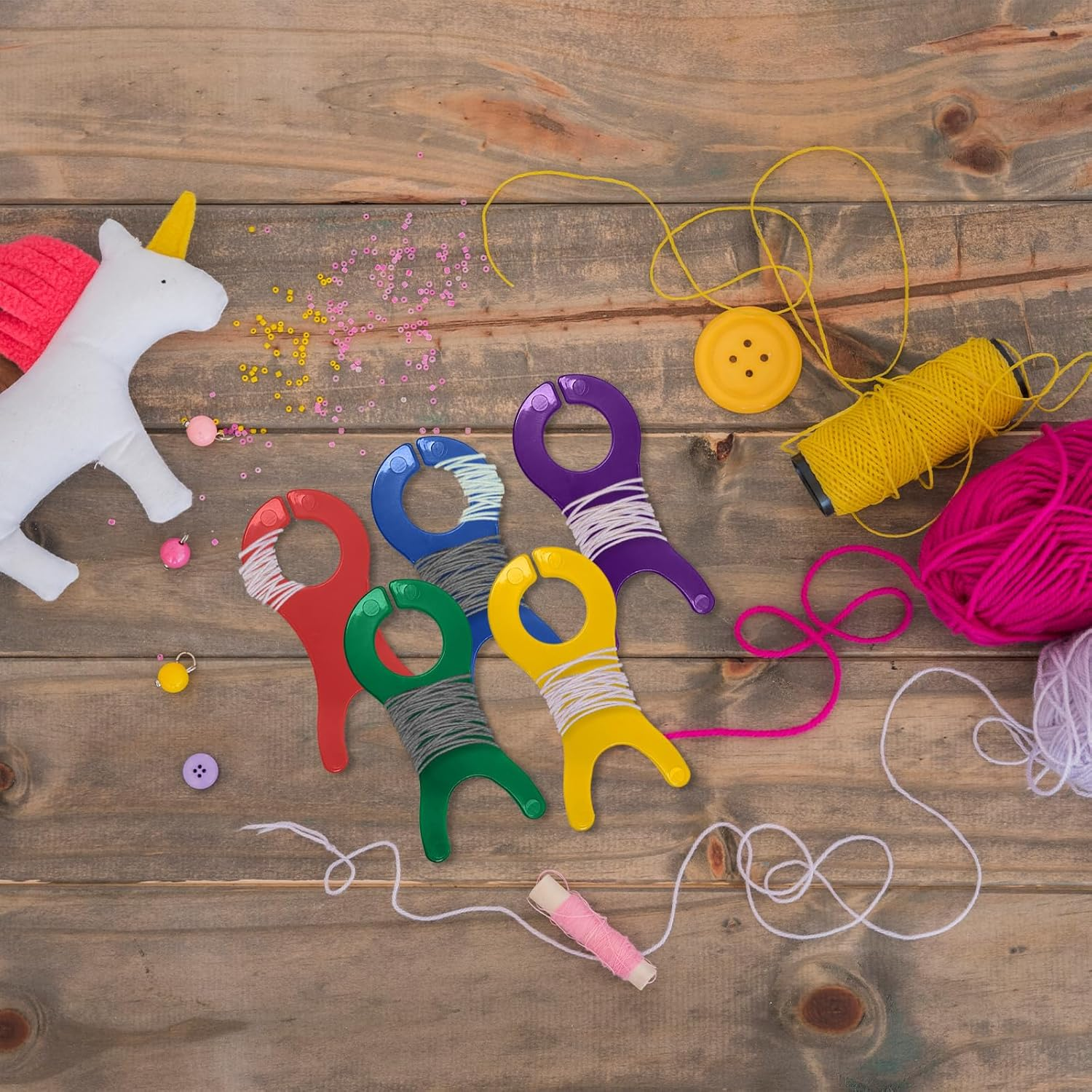 Yarn Bobbins Spool, 20 PCS Bobbin Organizer Thread Holder for DIY Crafts (5 Colors) image number 1