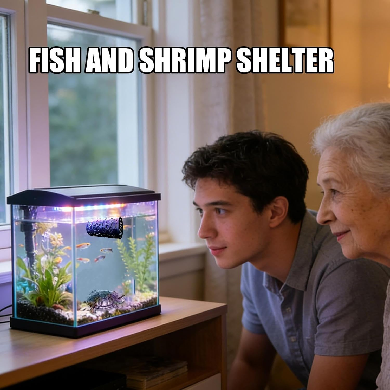 Betta Hammock,3D Printed Floating Tube Tunnel - Betta Fish Tank Decorations | for Saltwater Tank Aquatic Habitat Turtle Shrimp Freshwater image number 3