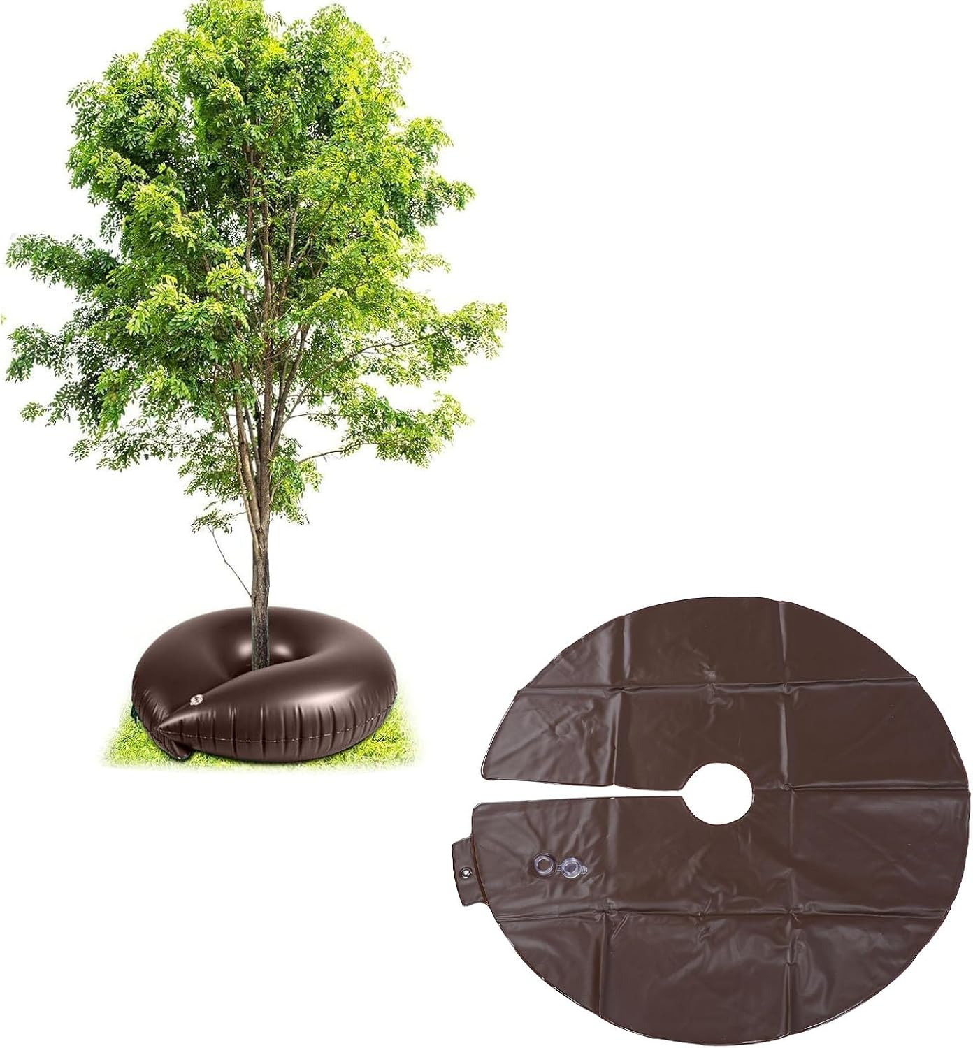 10 Gallon Tree Watering Rings, Slow Release Tree Watering Bag 23.6Inch PVC Drip Irrigation Water Pouch round Watering Bags Automatic Drip System for Planting Gardening Trees